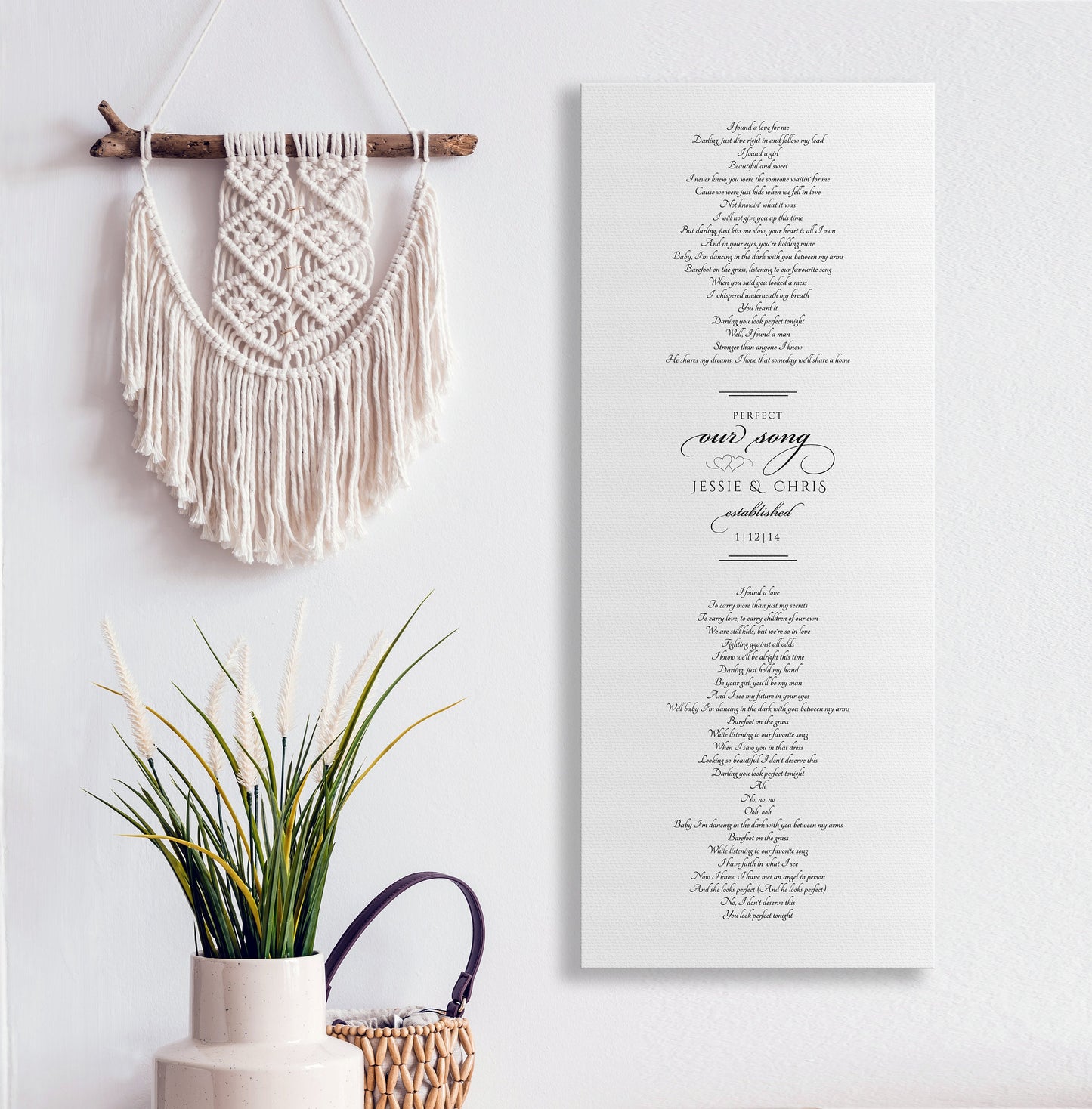 First Dance Lyric Canvas for Couples, Romantic Cotton Gift Idea, Canvas Song, 2nd Anniversary, Gift for for wife, Wedding Gift with names