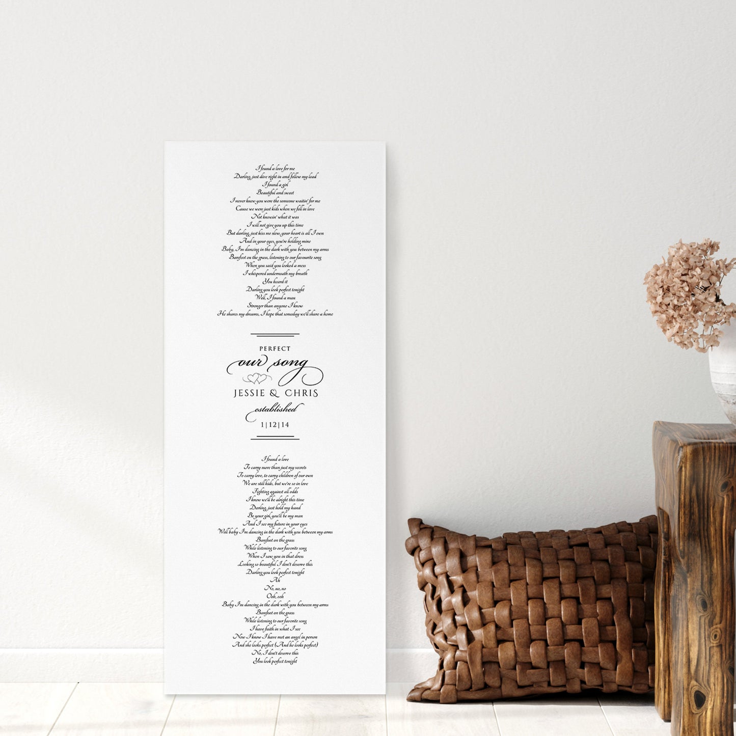 First Dance Lyric Canvas for Couples, Romantic Cotton Gift Idea, Canvas Song, 2nd Anniversary, Gift for for wife, Wedding Gift with names