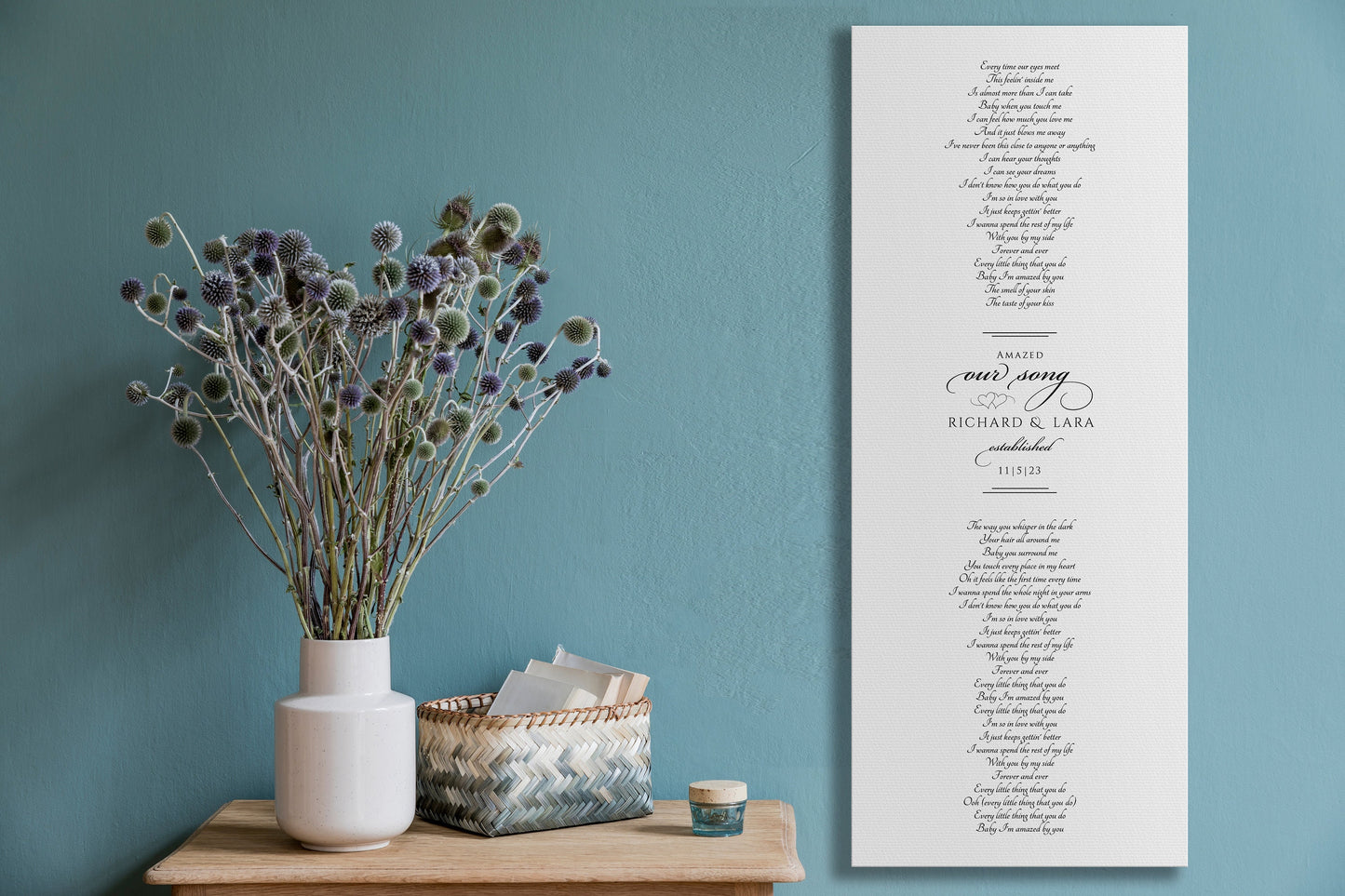 First Dance Lyric Canvas for Couples, Romantic Cotton Gift Idea, Canvas Song, 2nd Anniversary, Gift for for wife, Wedding Gift with names