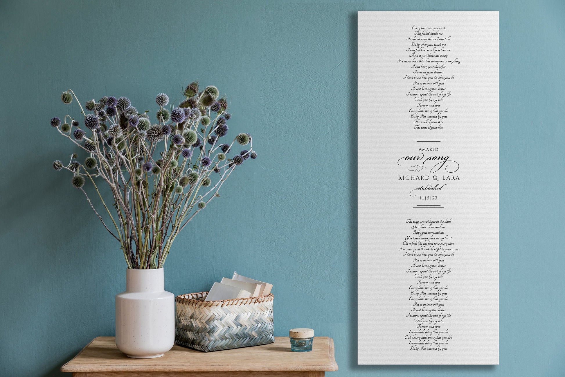 First Dance Lyric Canvas for Couples, Romantic Cotton Gift Idea, Canvas Song, 2nd Anniversary, Gift for for wife, Wedding Gift with names