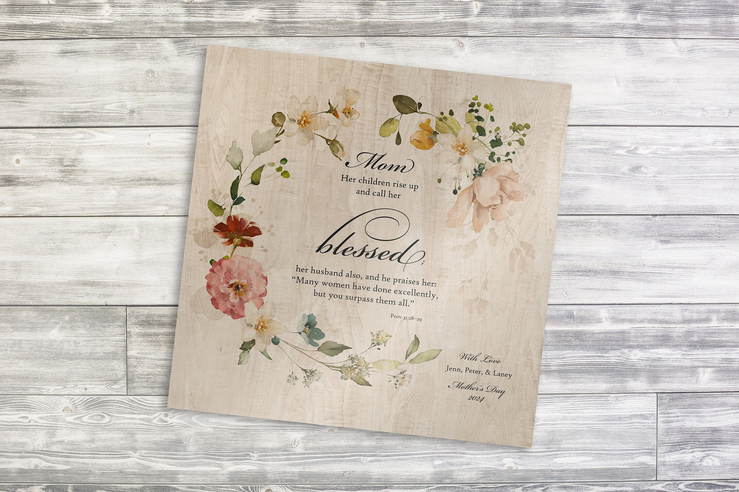 Her Children Call Her Blessed: Personalized Proverbs 31 Wood Plaque - HoneycombProverbs - Religious Home & Decor - Christian Wall Art