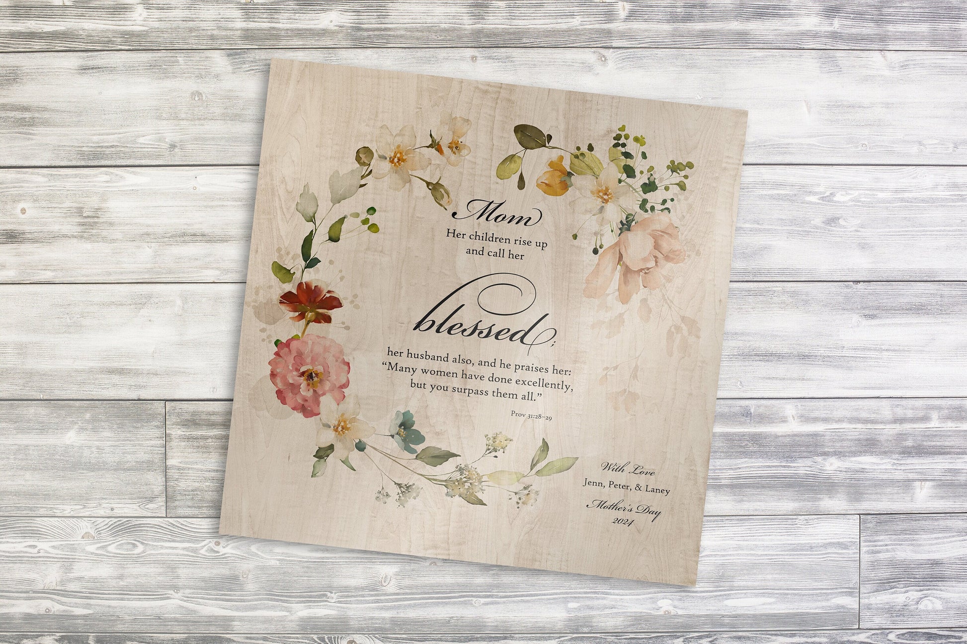 Her Children Call Her Blessed: Personalized Proverbs 31 Wood Plaque - HoneycombProverbs - Religious Home & Decor - Christian Wall Art