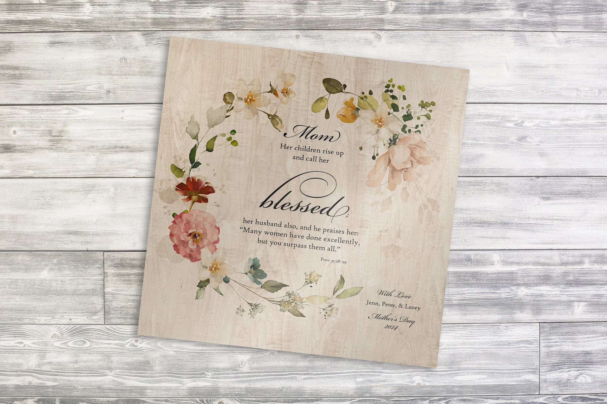 Proverbs 31 Wood Plaque for her, Personalized, Her Children call her blessed, Womens Religious, Christian Gift, 5th Anniverary for gift wife