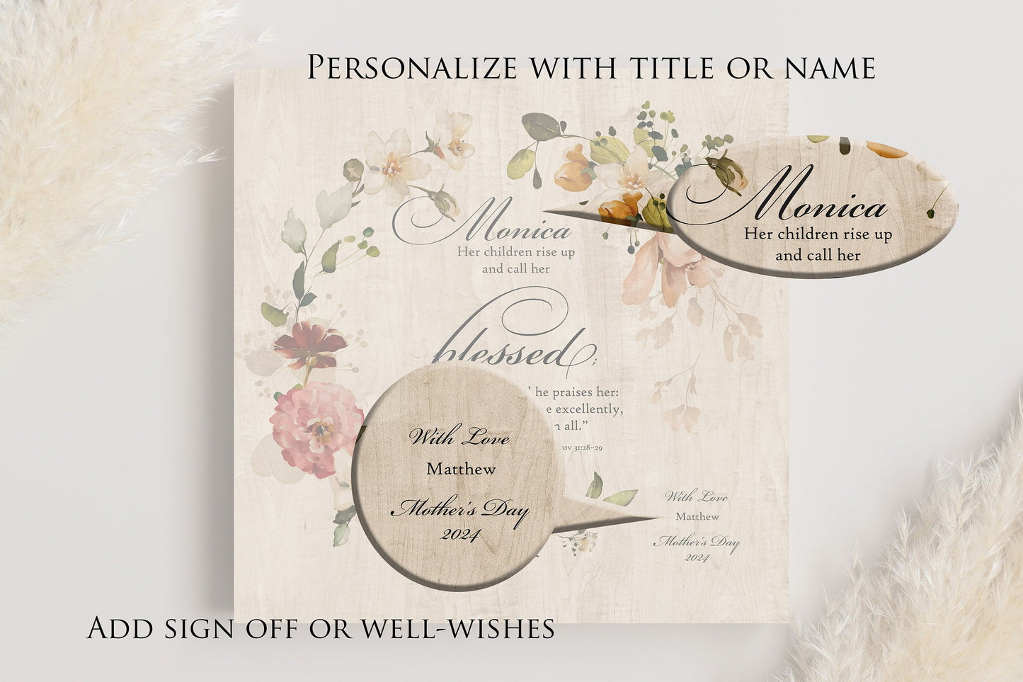 Her Children Call Her Blessed: Personalized Proverbs 31 Wood Plaque - HoneycombProverbs - Religious Home & Decor - Christian Wall Art