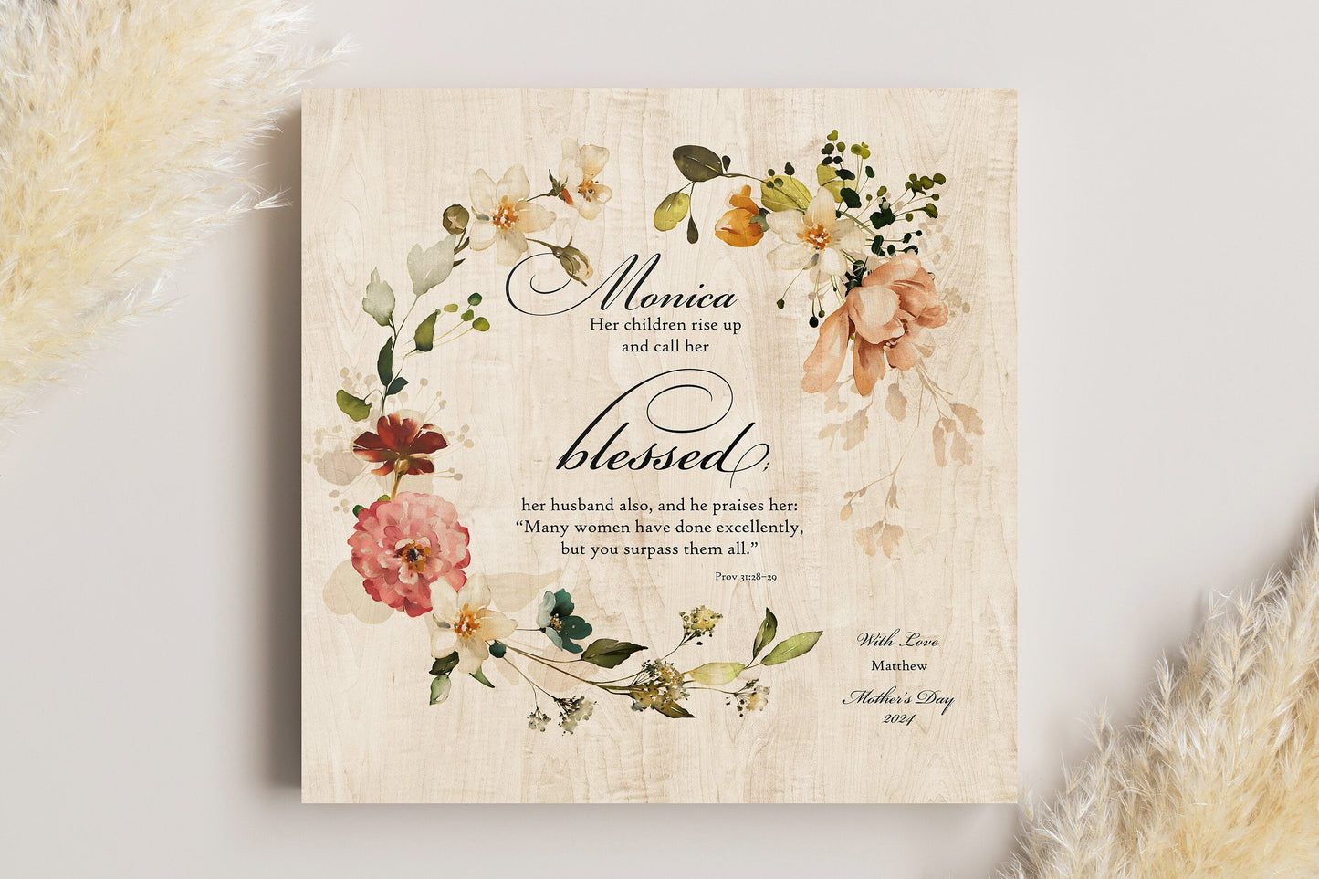 Proverbs 31 Wood Plaque for her, Personalized, Her Children call her blessed, Womens Religious, Christian Gift, 5th Anniverary for gift wife