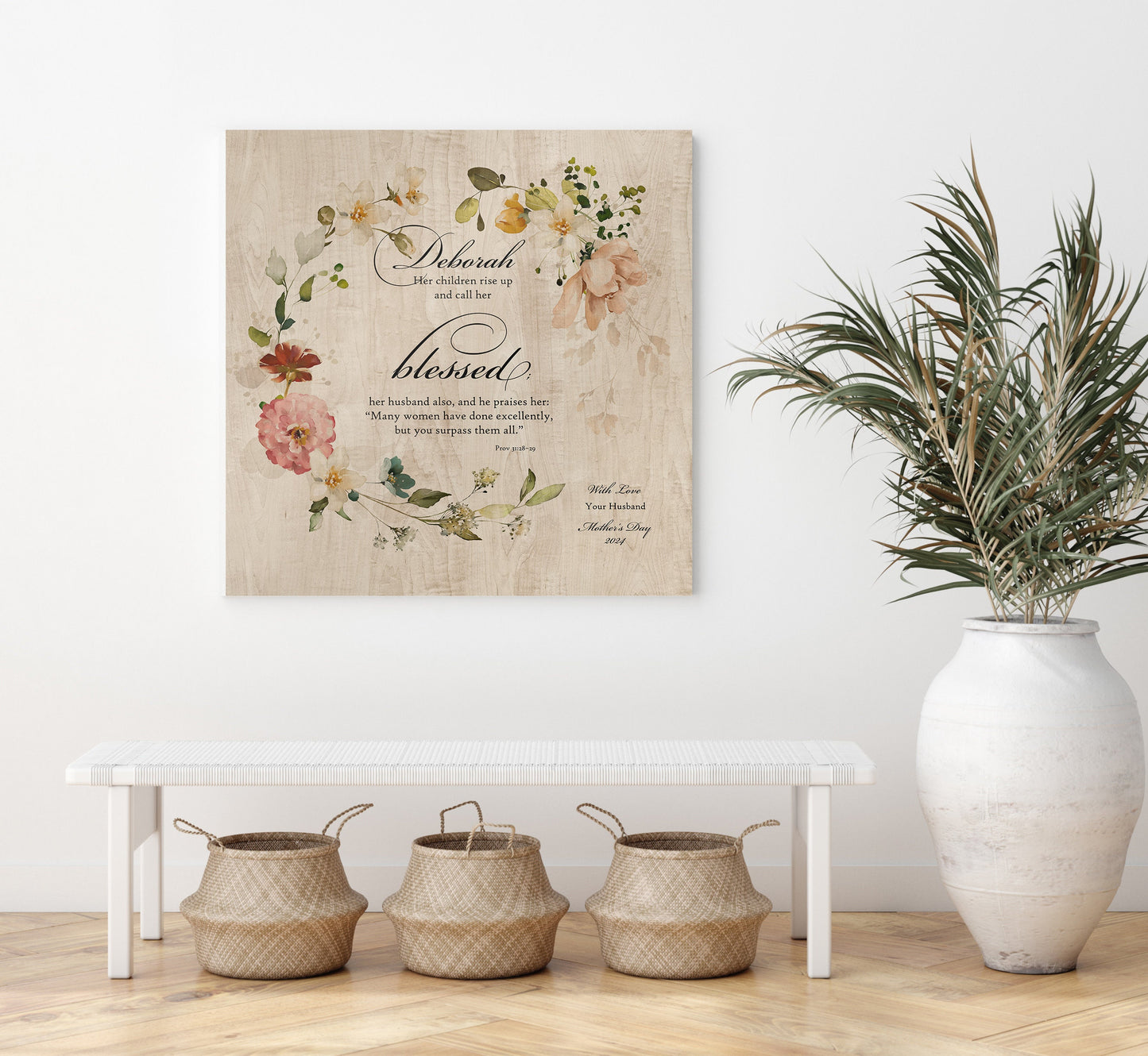 Her Children Call Her Blessed: Personalized Proverbs 31 Wood Plaque - HoneycombProverbs - Religious Home & Decor - Christian Wall Art