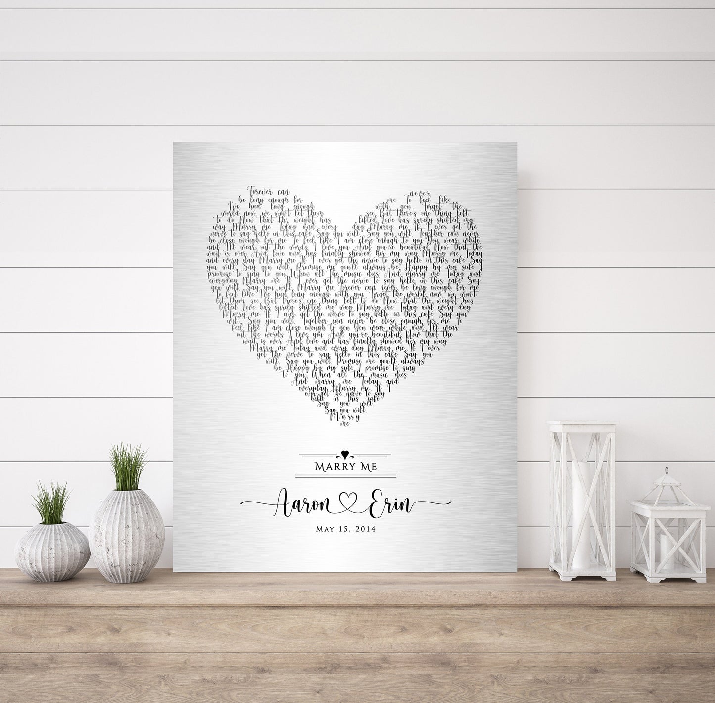 Rustic Heart Shape Song Lyric Sign on Tin - HoneycombProverbs - Signs - Modern Lyrics Wall Decor
