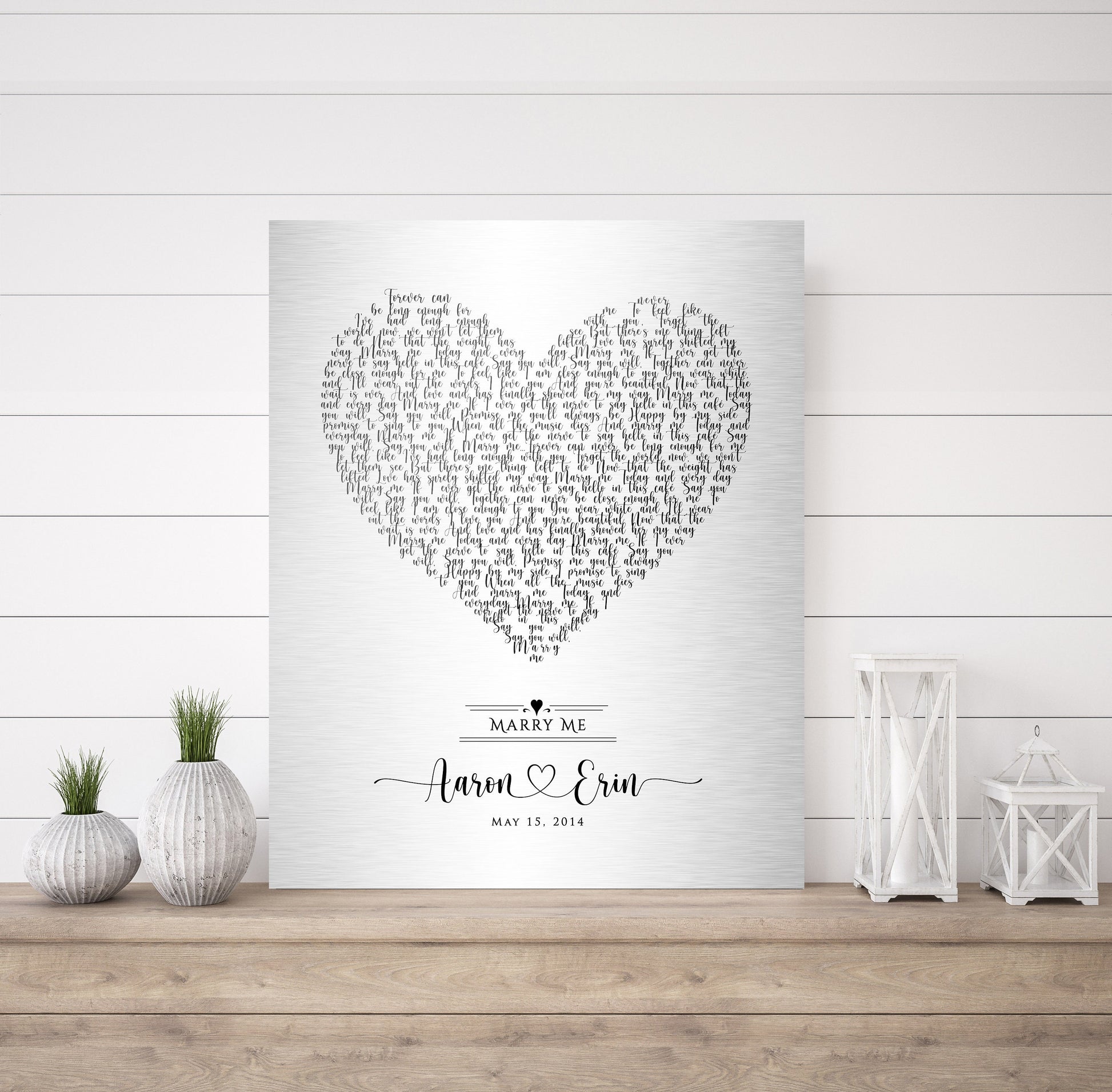 Rustic Heart Shape Song Lyric Sign on Tin - HoneycombProverbs - Signs - Modern Lyrics Wall Decor
