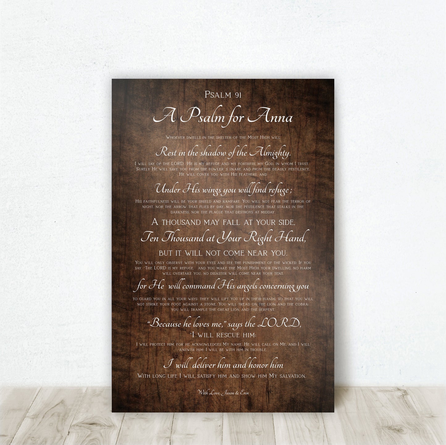 Personalized Gift for Military Wife, Psalm 91 Gift, 5 Year Anniversary Gift, Christian Anniversary, Religious for her, Prayer for Strength