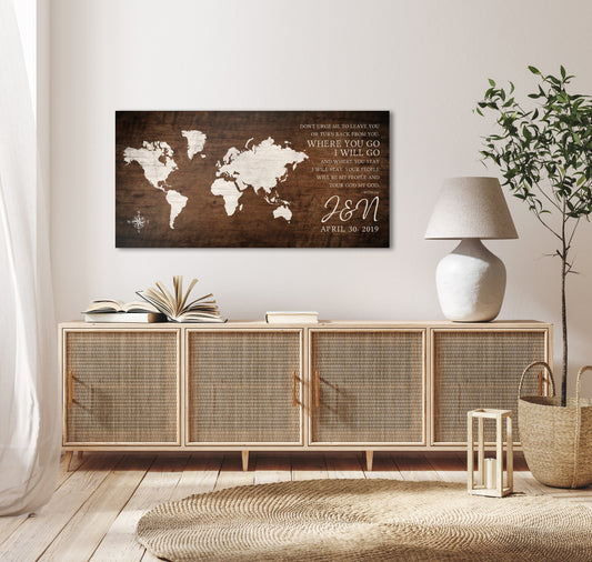 Ruth 1:16 Wall Art for Couple - Christian Sign for Bedroom - Military Wedding Gift - Military Gift for spouse - Wedding Gift with Scripture