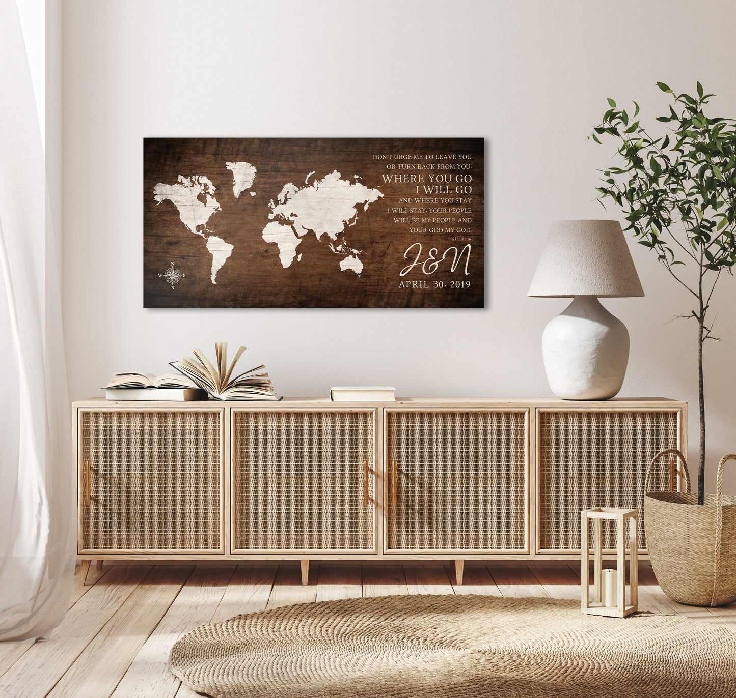 Personalized Couple's Wood Sign - Ruth 1:16 Wall Art - Bedroom - Long Distance Gift for husband - Military spouse - Bible Verse Wedding Gift