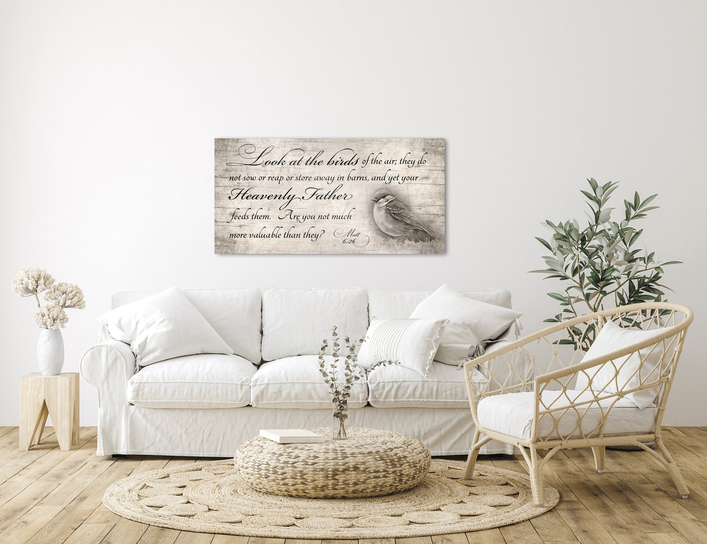 Look at the birds, Large Wood Scripture Art, Rustic Wood Wall Decor, Religious art, CottageCore, Religious Wall Hanging, Bible Verse