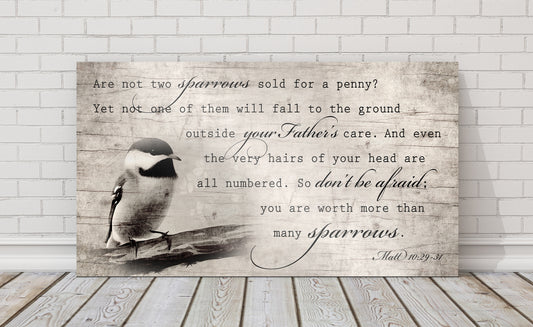 More than Many Sparrows, Matthew 10:29-31 Scripture Art, God's Protection, Christian Wall Decor, Encouragement decor, Wood sign with verse