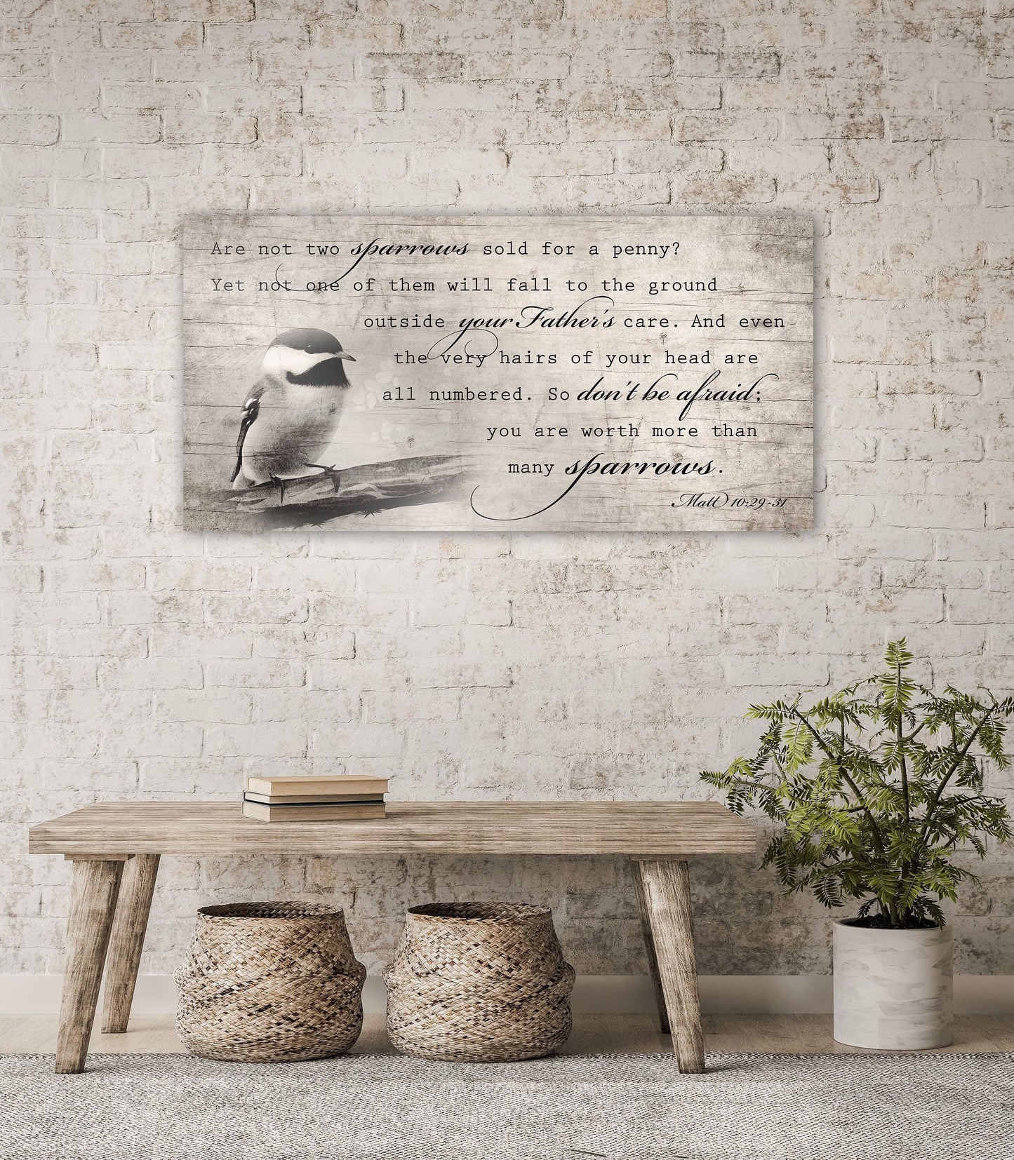 More than Many Sparrows, Matthew 10:29-31 Farmhouse Sign - HoneycombProverbs - Signs - Christian Wall Art