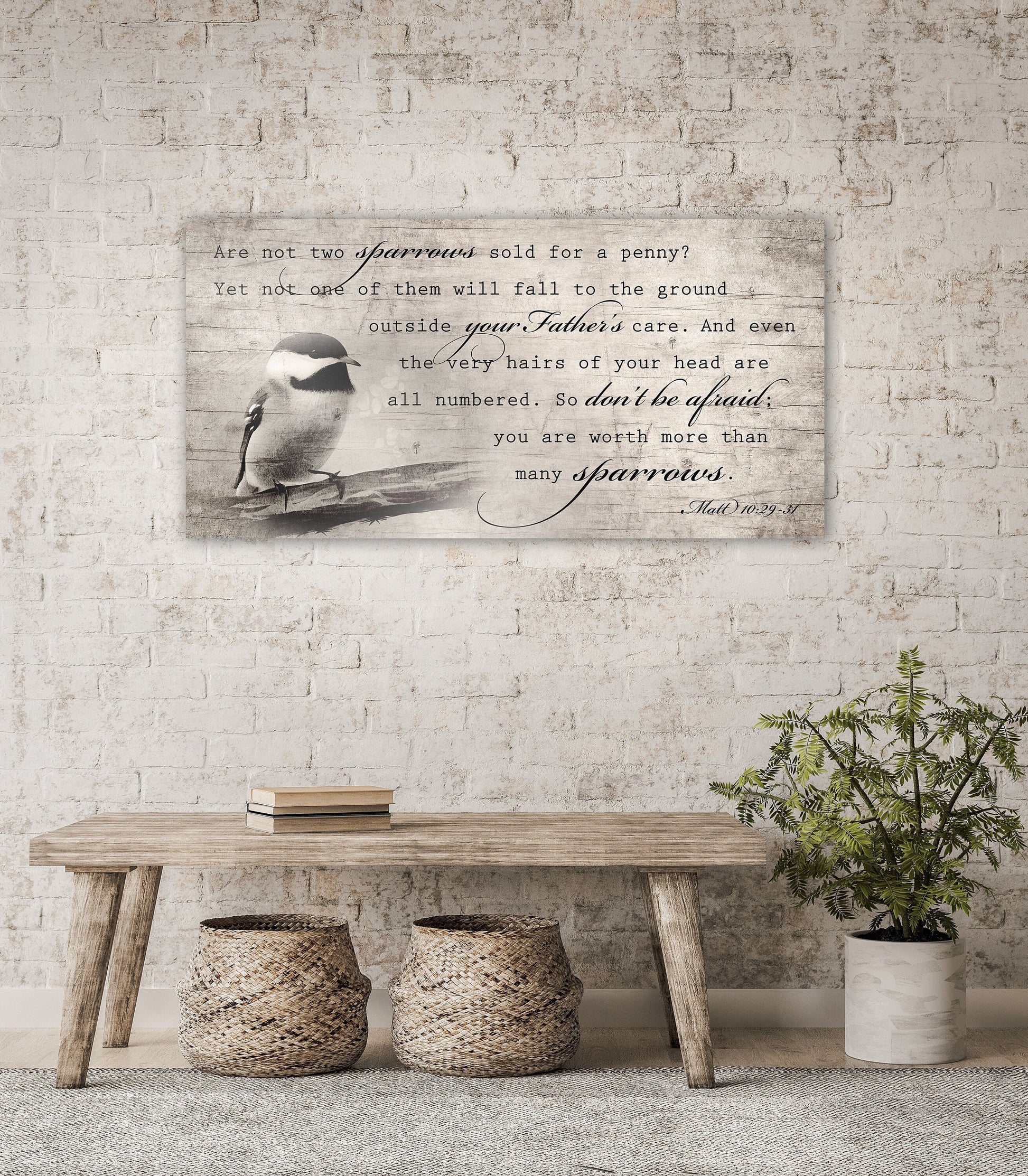 More than Many Sparrows, Matthew 10:29-31 Farmhouse Sign - HoneycombProverbs - Signs - Christian Wall Art
