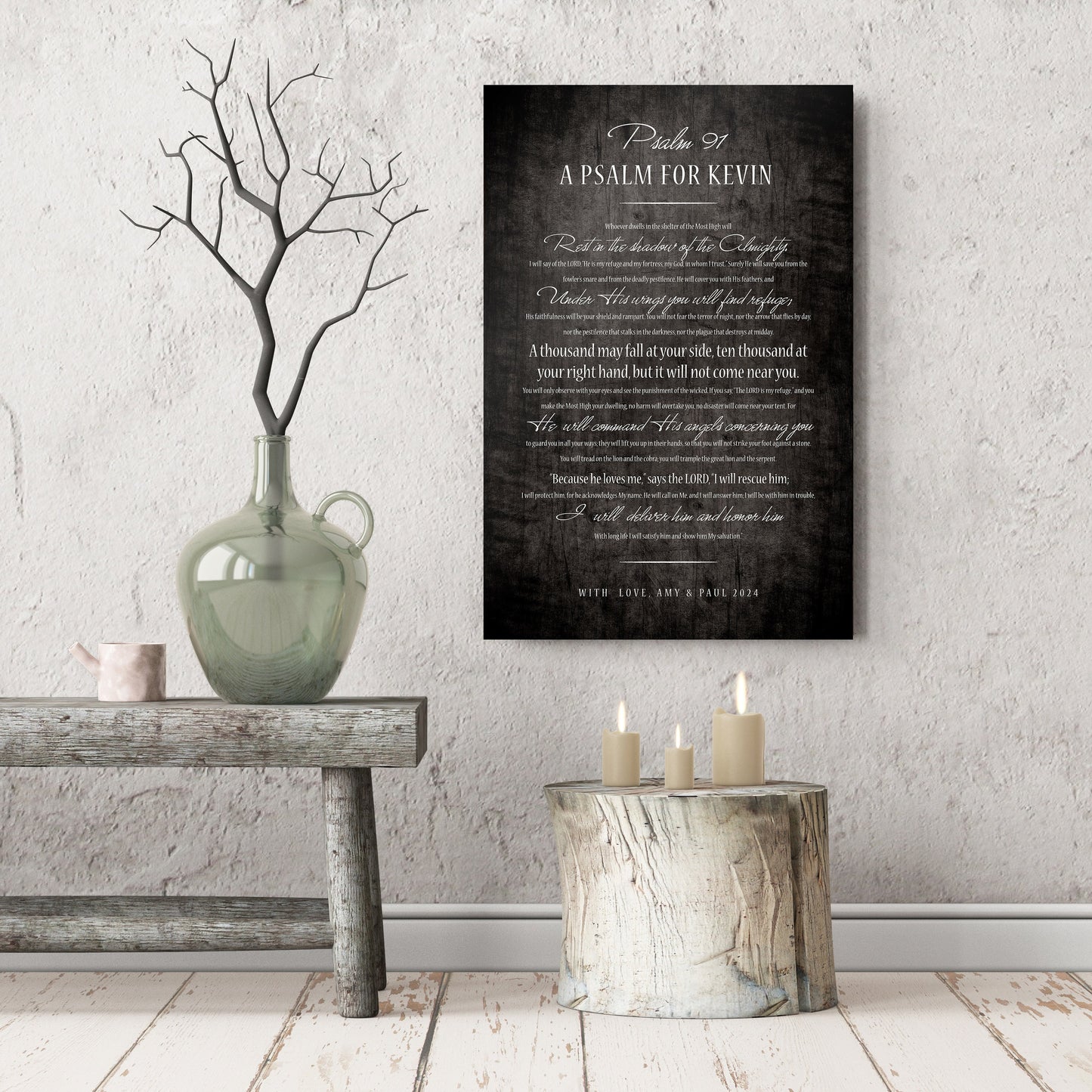 Psalm 91 Men's Personalized Prayer Plaque, Christian art for encouragement - HoneycombProverbs - Religious Home & Decor - Luxury Corporate Gifts