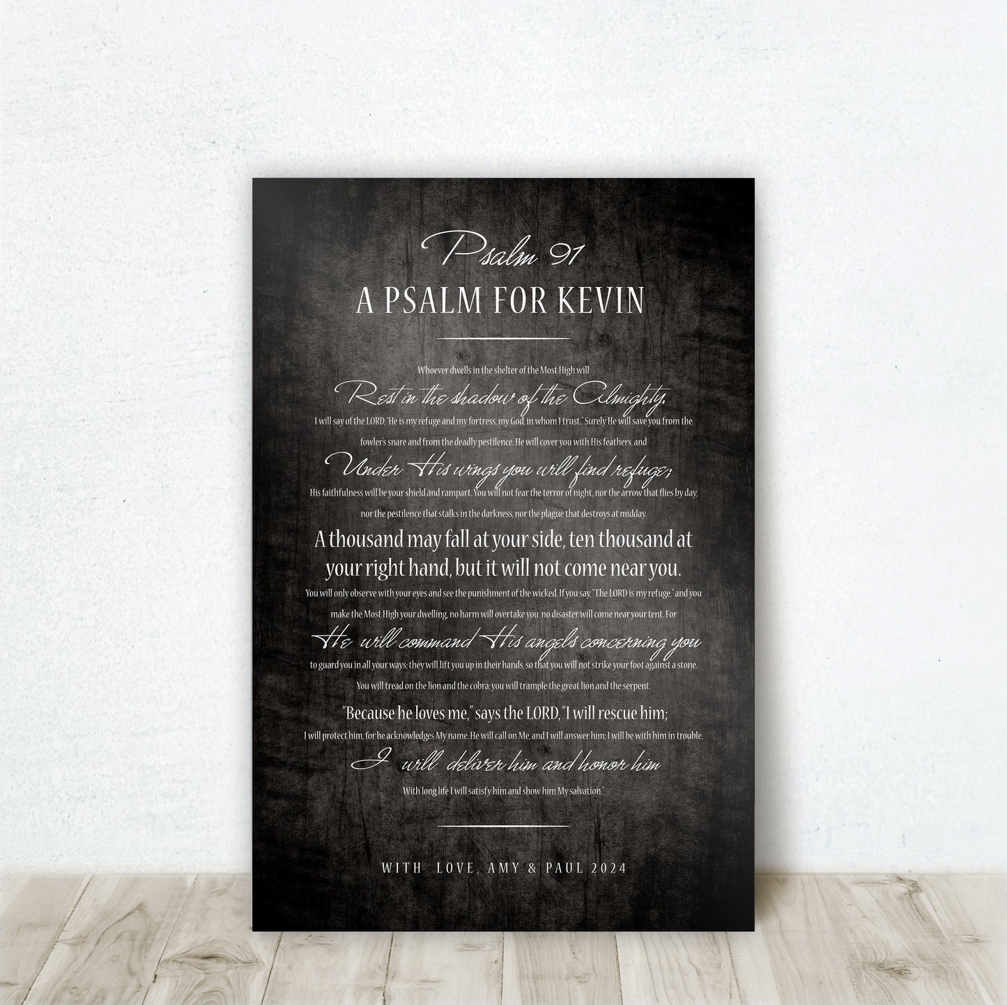 Psalm 91 Men's Personalized Prayer Plaque, Christian art for encouragement, Bible Verse for him, Gift for Soldier Husband, 5 Year wood Gift