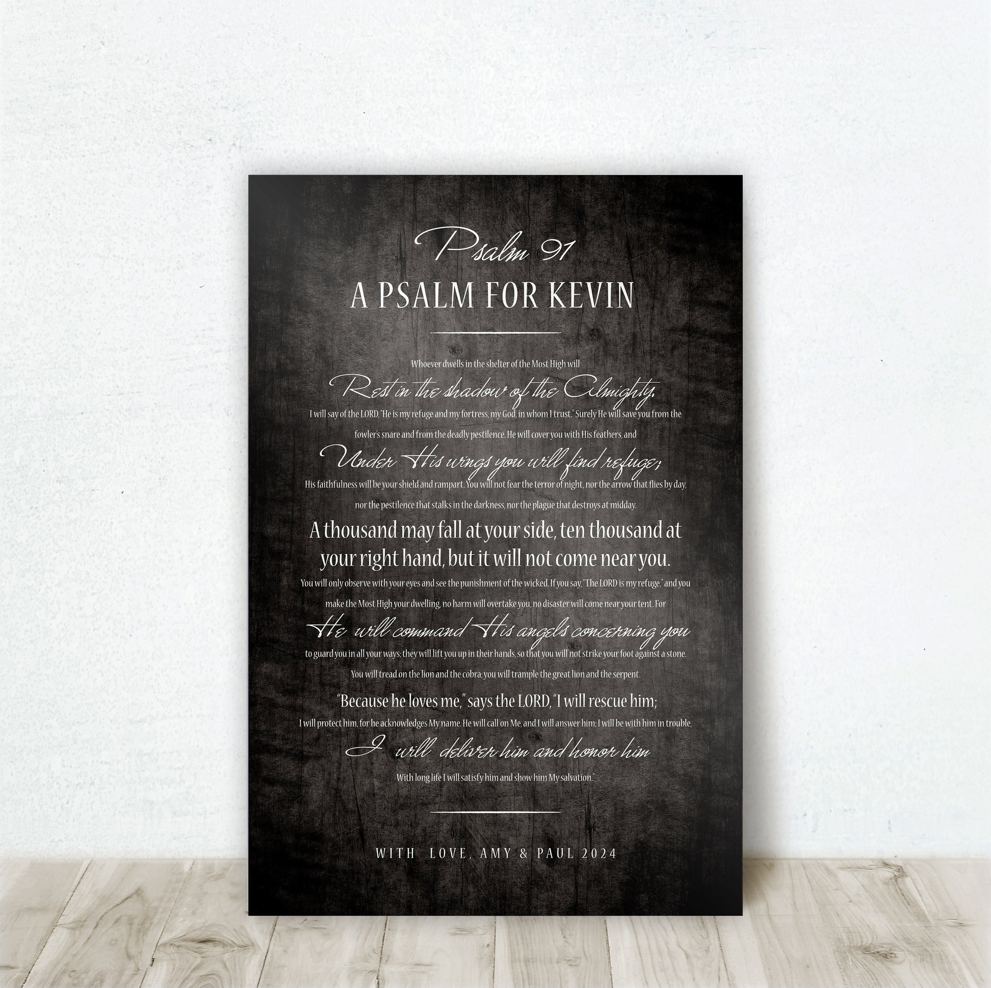 Psalm 91 Men's Personalized Prayer Plaque, Christian art for encouragement, Bible Verse for him, Gift for Soldier Husband, 5 Year wood Gift