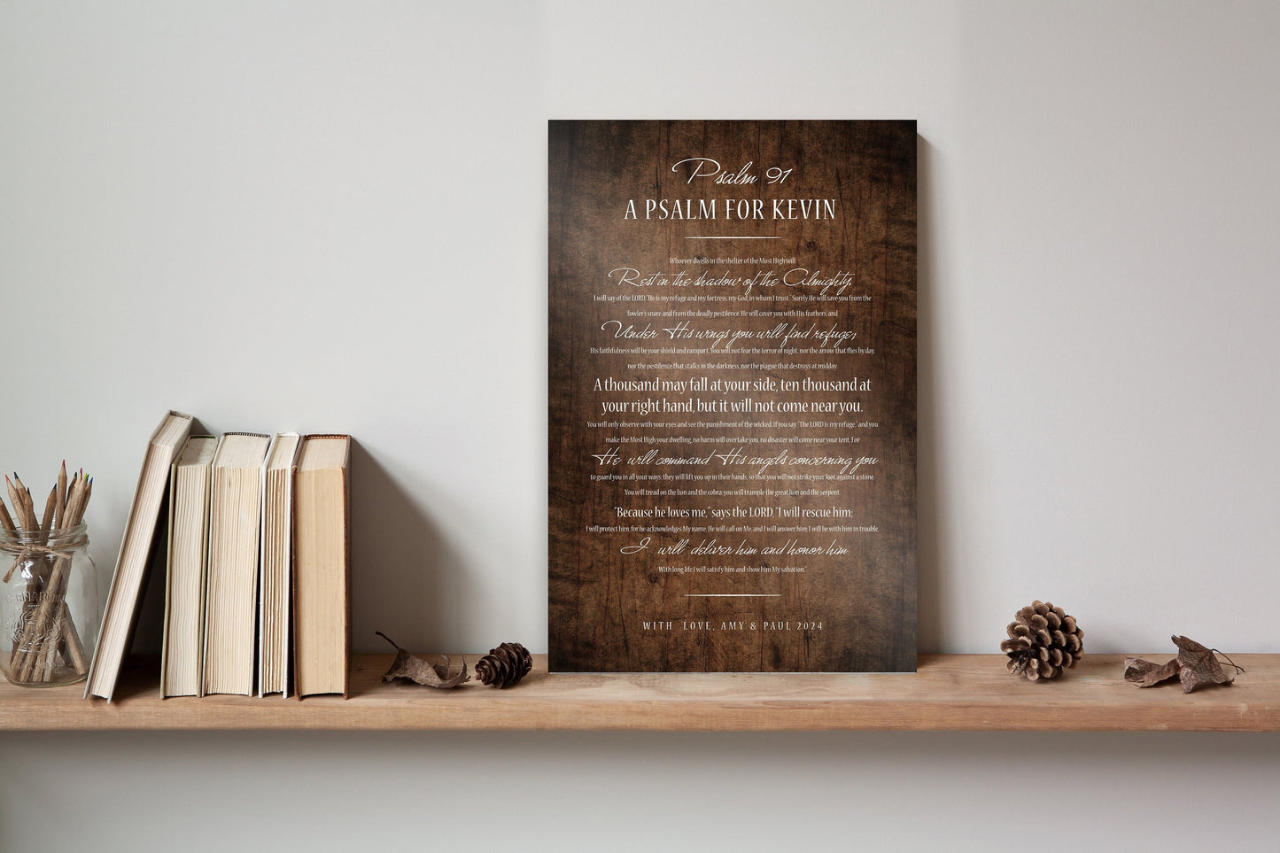 Psalm 91 Men's Personalized Prayer Plaque, Christian art for encouragement, Bible Verse for him, Gift for Soldier Husband, 5 Year wood Gift