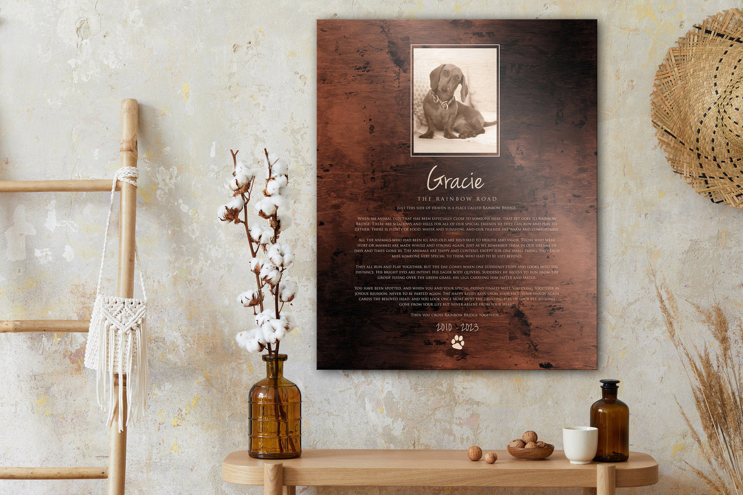 The Rainbow Bridge, Pet Tribute Plaque, Dog Eulogy Plaque, Pet Memorial, Personalized Pet Photo Plaque, Gift for passed away pet, Sympathy