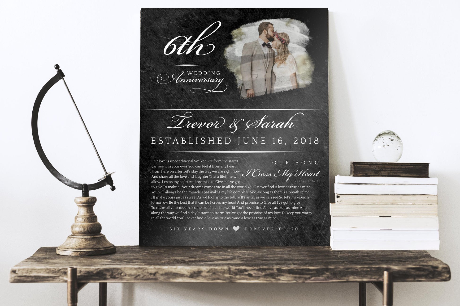 Couples Wedding Photo Plaque with song, Anniversary Gift by Year, Tin anniversary, Personalized Frame, Wedding song lyric decor, Couple gift