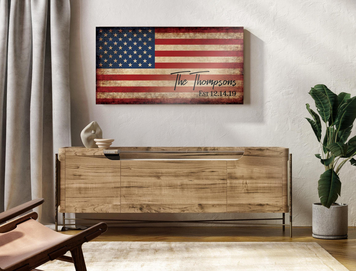 Personalized American Flag Sign, Rustic Patriotic Wall Art, Military Family, Housewarming Gift, Man Cave Decor, 5th year Anniversary Gift