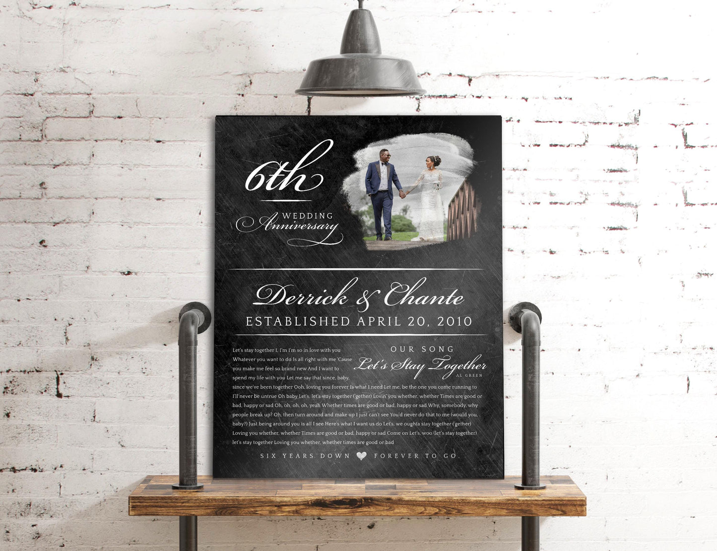 Couples Wedding Photo Plaque with song, Anniversary Gift by Year, Tin anniversary, Personalized Frame, Wedding song lyric decor, Couple gift