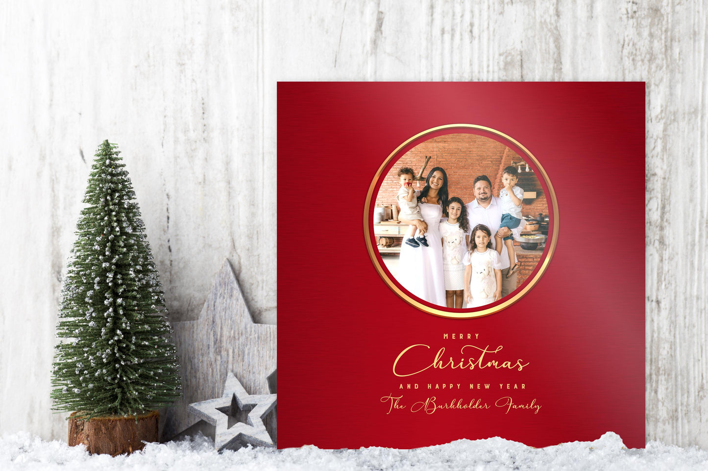 Merry Christmas Photo Gift, Long Distance Christmas gift from family, Personalized Metallic Christmas Decor, Merry Christmas Photo Plaque