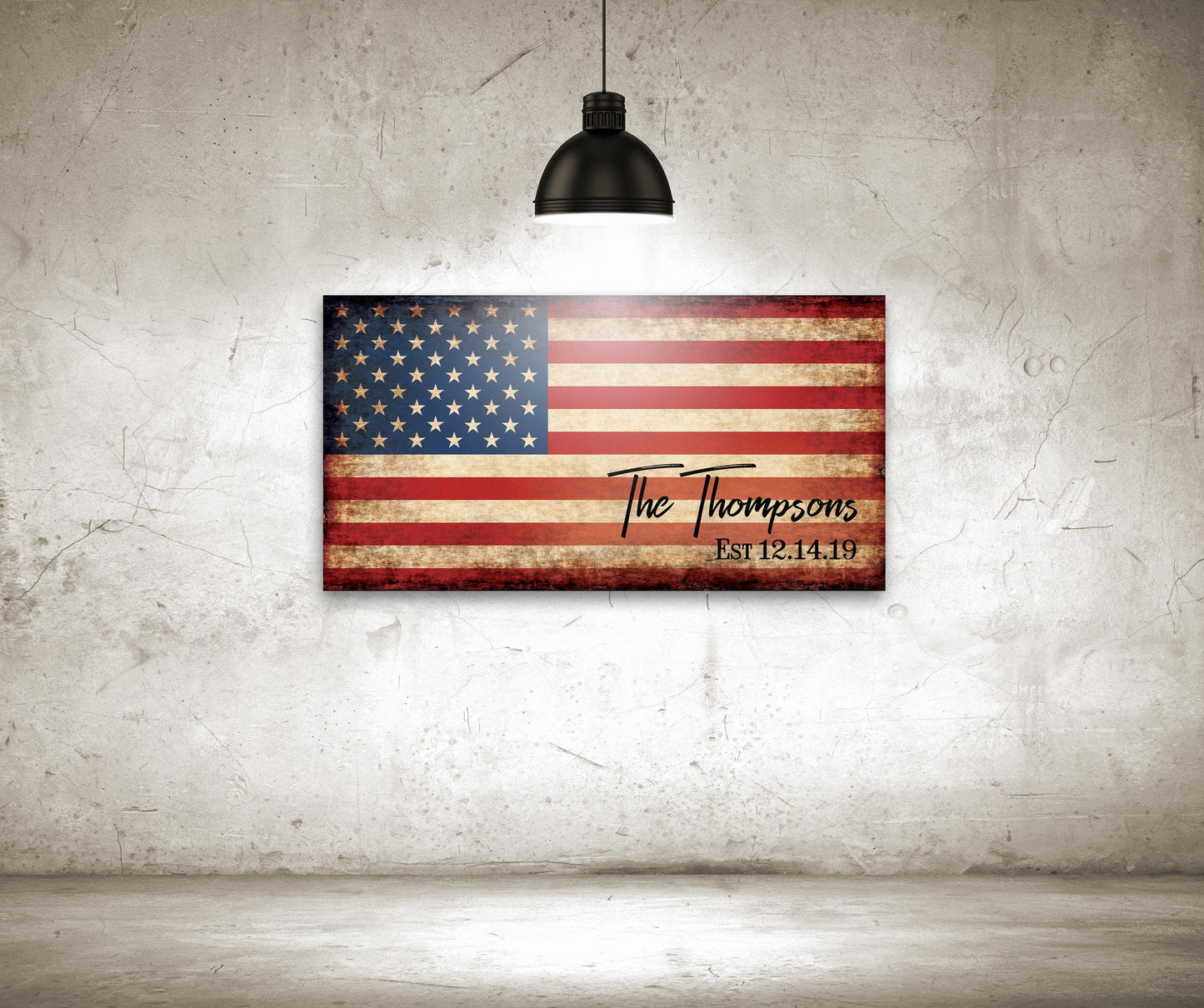 Personalized American Flag Sign, Rustic Patriotic Wall Art, Military Family, Housewarming Gift, Man Cave Decor, 5th year Anniversary Gift