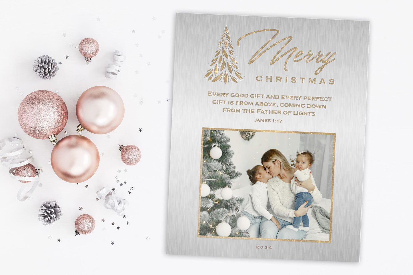 Designer Photo Christmas Gift, Metallic Merry Christmas Decor, Personalized Christmas Wall Decor, Holiday Family Name Sign, Metal Photo Art