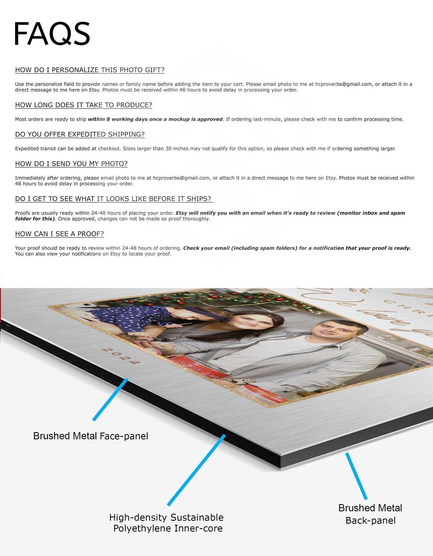 Joy to the World, Personalized Photo Art, Metallic Christmas Decor, Gold and Silver Christmas Decor, Golden Holly framed Photo Decor, Gift