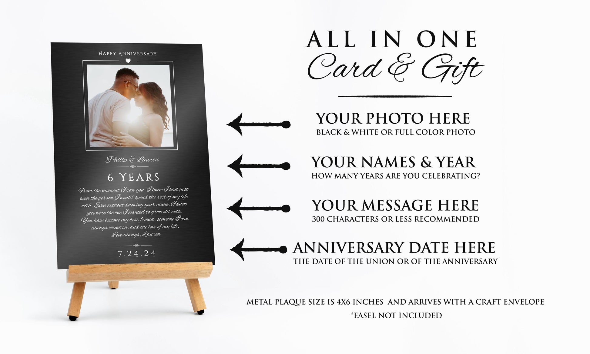 Metal Anniversary Card, Personalized, Tin Anniversary Card, Bronze Anniversary Card, Copper Anniversary Photo Card, 10th Anniversary Card