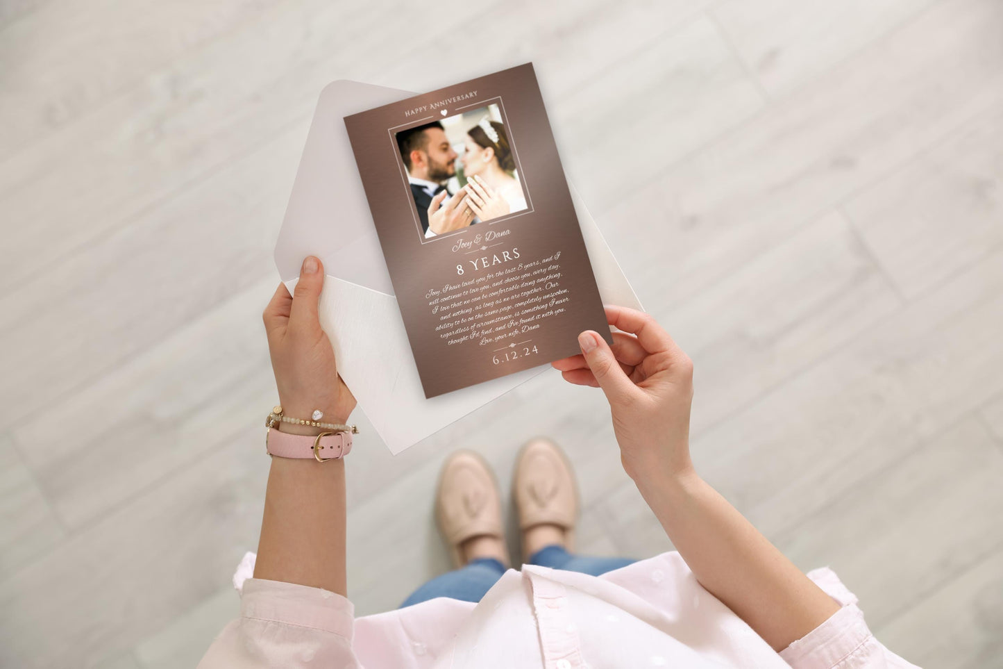 Metal Anniversary Card, Personalized, Tin Anniversary Card, Bronze Anniversary Card, Copper Anniversary Photo Card, 10th Anniversary Card