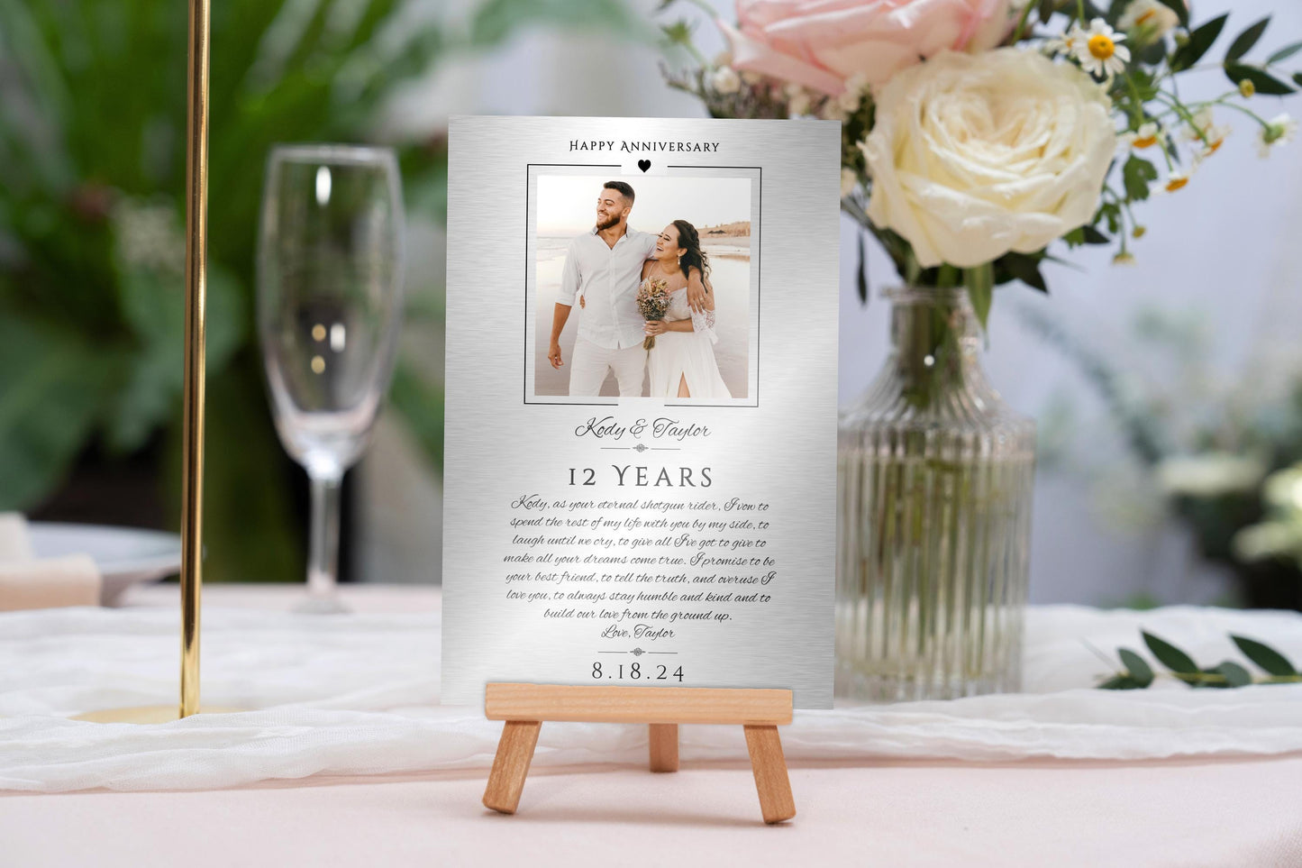 Metal Anniversary Card, Personalized, Tin Anniversary Card, Bronze Anniversary Card, Copper Anniversary Photo Card, 10th Anniversary Card