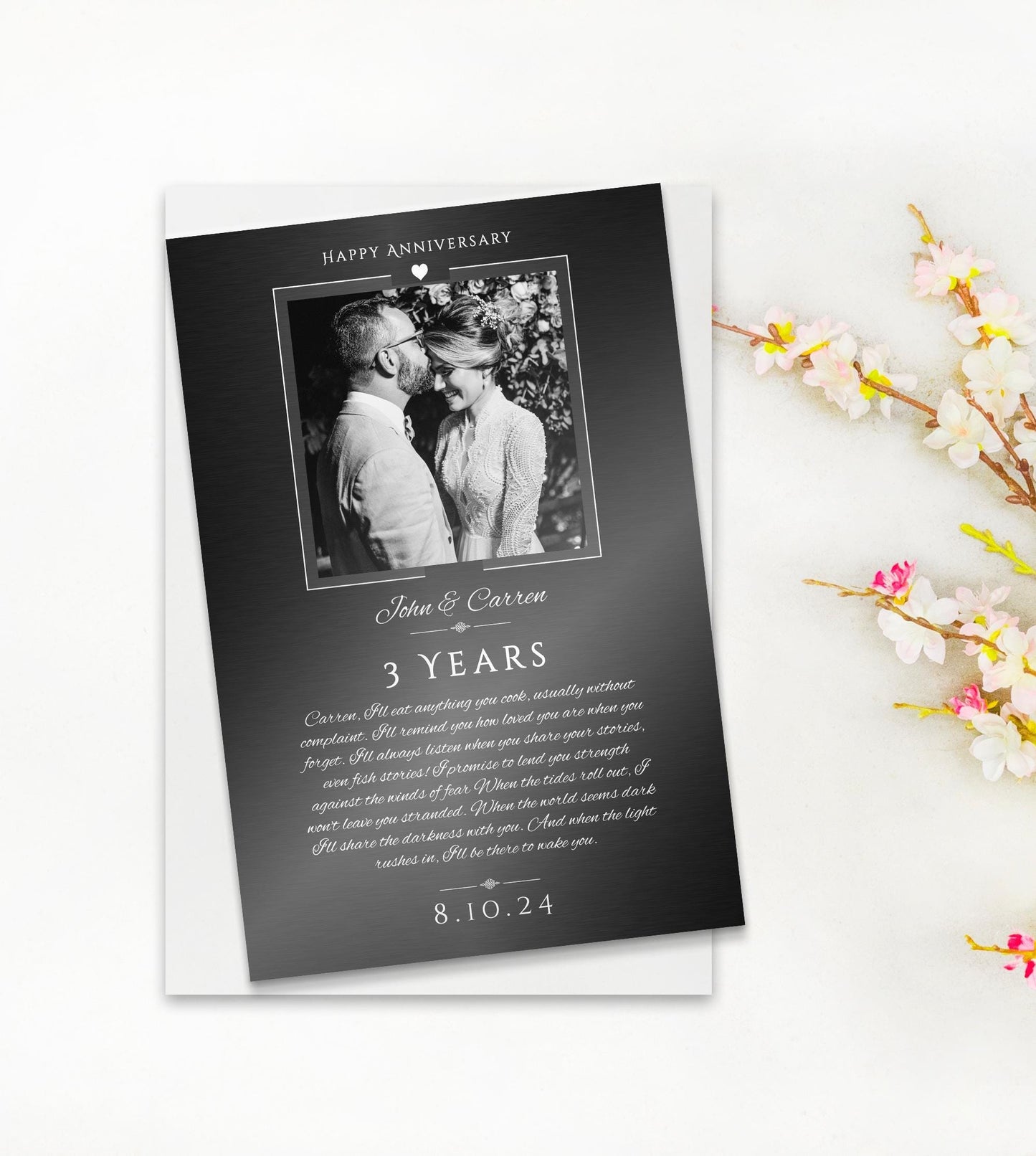 "Captured Milestones" Personalized Metal Photo Anniversary Card - HoneycombProverbs - Anniversary Cards - Photo Plaques