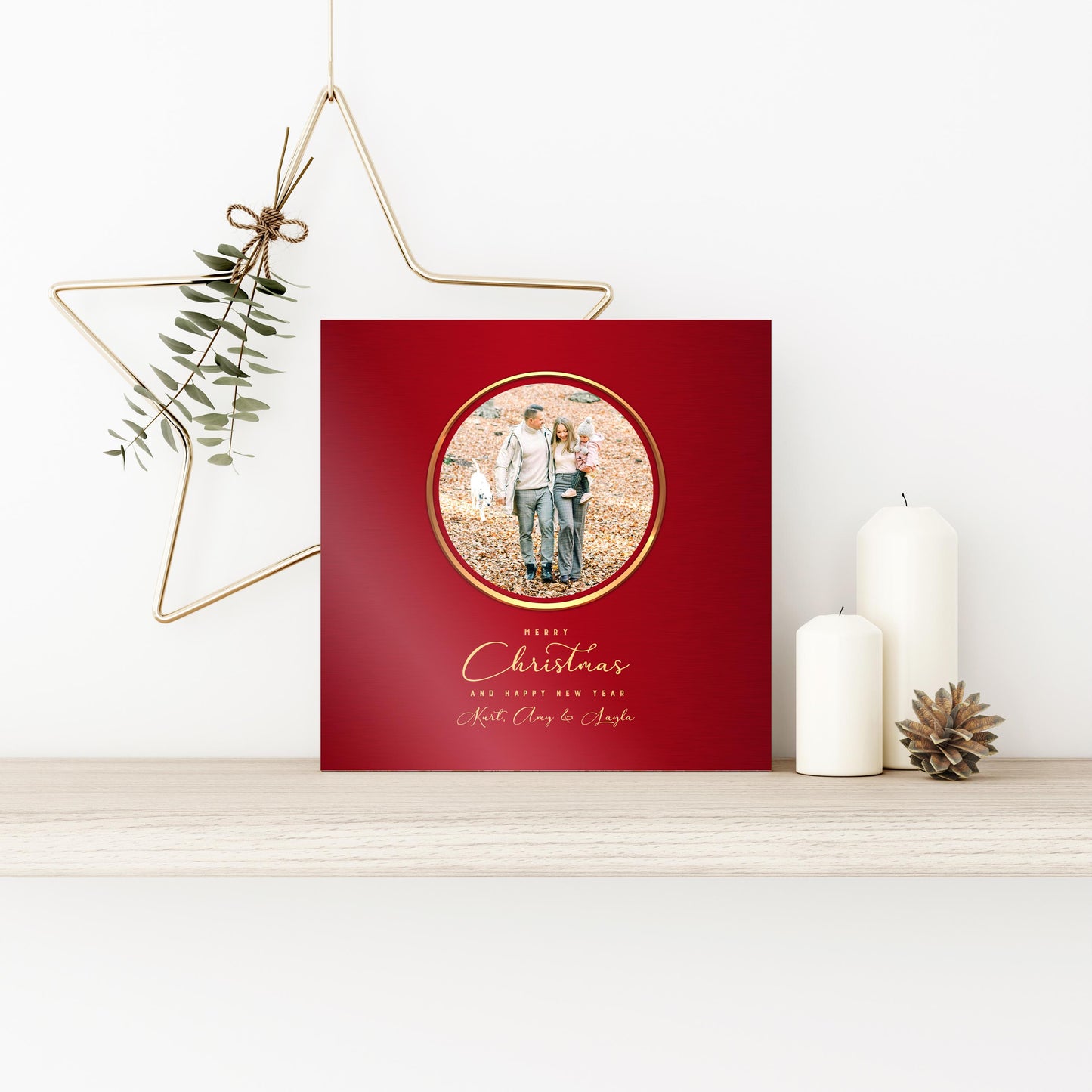 Merry Christmas Photo Gift, Long Distance Christmas gift from family, Personalized Metallic Christmas Decor, Merry Christmas Photo Plaque