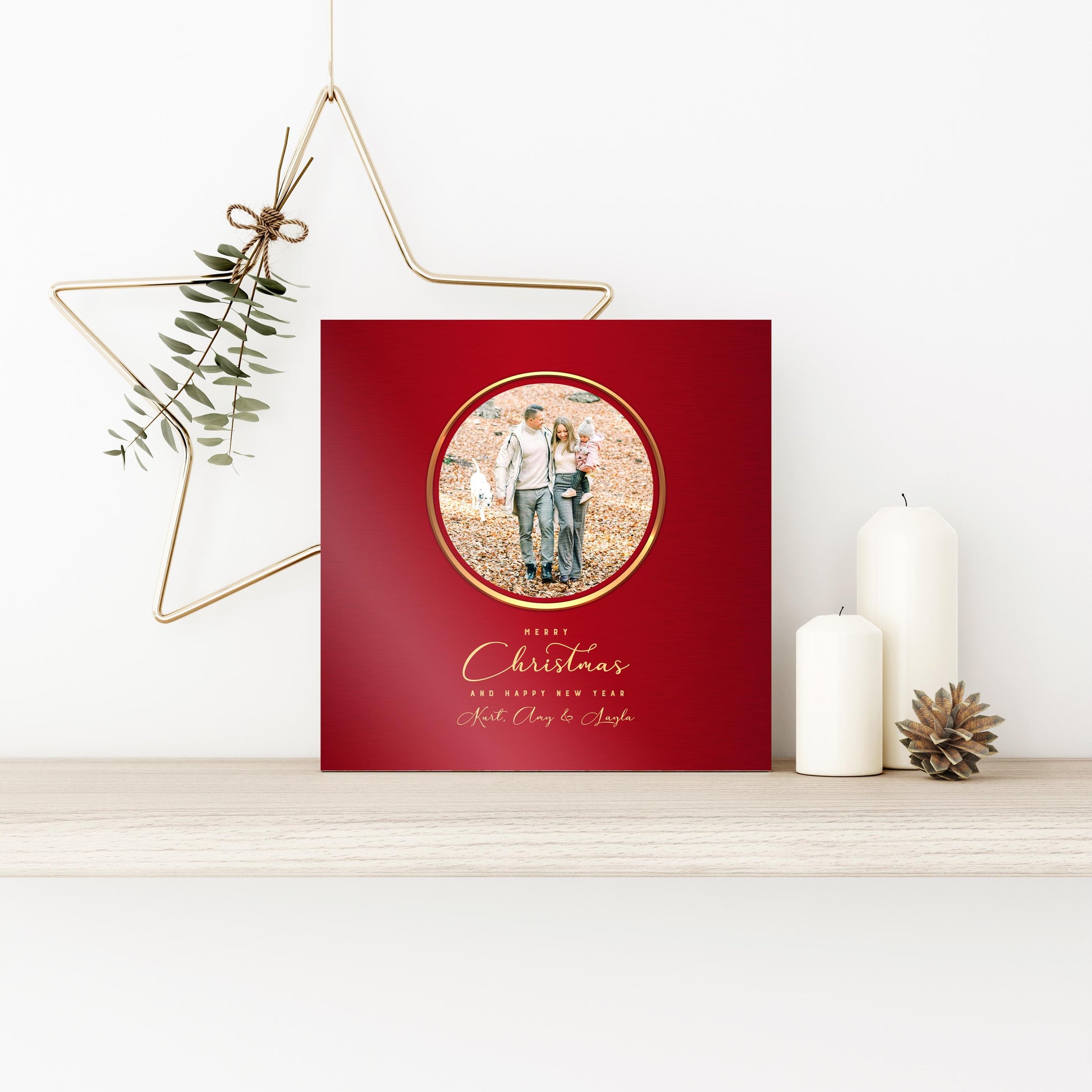 Merry Christmas Photo Gift, Long Distance Christmas gift from family, Personalized Metallic Christmas Decor, Merry Christmas Photo Plaque