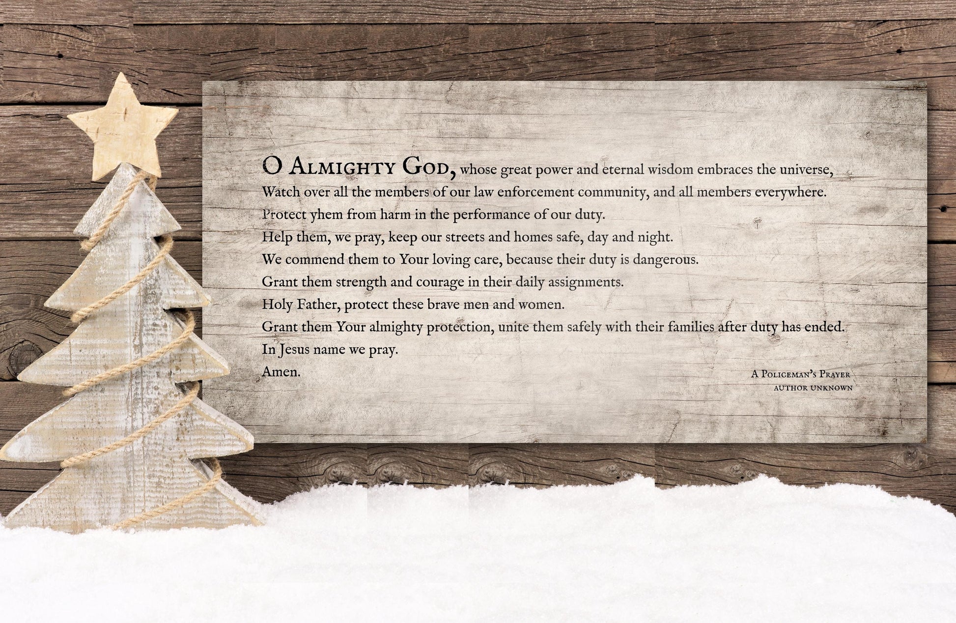 gift for law enforcement officer, wood plaque, a policeman&#39;s prayer