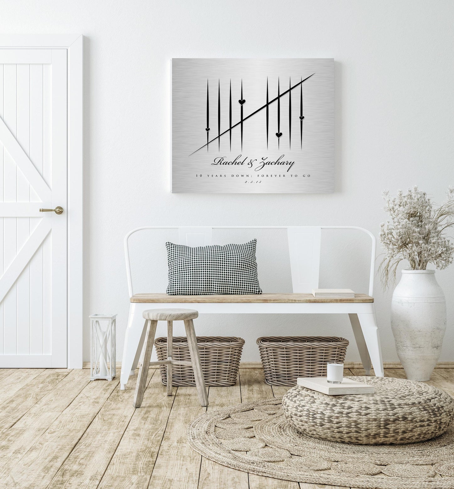 5 Years Down, Wood Tally Mark sign, Anniversary Gift, Couple's Anniversary Gift, 5 year Gift, Personalized anniversary gift for him, for Her