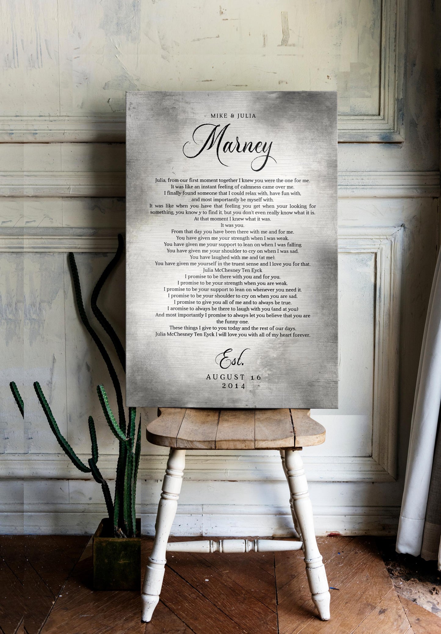 Tin Wedding Anniversary Gift, Wedding Vow Keepsake - HoneycombProverbs - Signs - Wedding Vow Wall Art