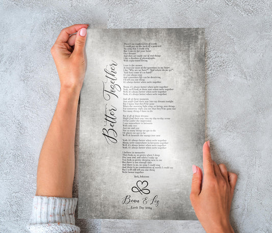 Infinity Heart Custom Song Lyric Sign on Tin - HoneycombProverbs - Signs - Rustic Lyrics Wall Decor