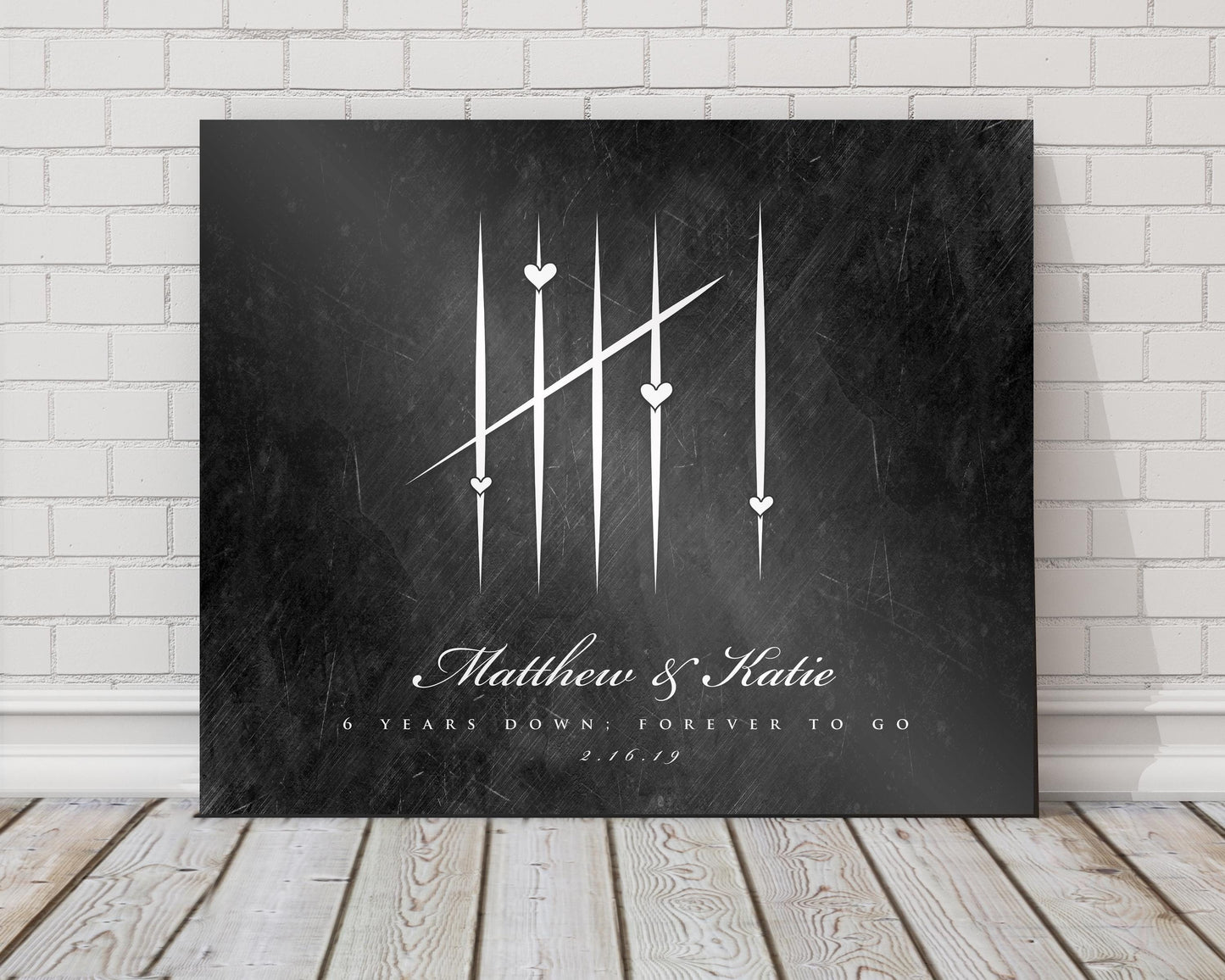 5 Years Down, Wood Tally Mark sign, Anniversary Gift, Couple's Anniversary Gift, 5 year Gift, Personalized anniversary gift for him, for Her