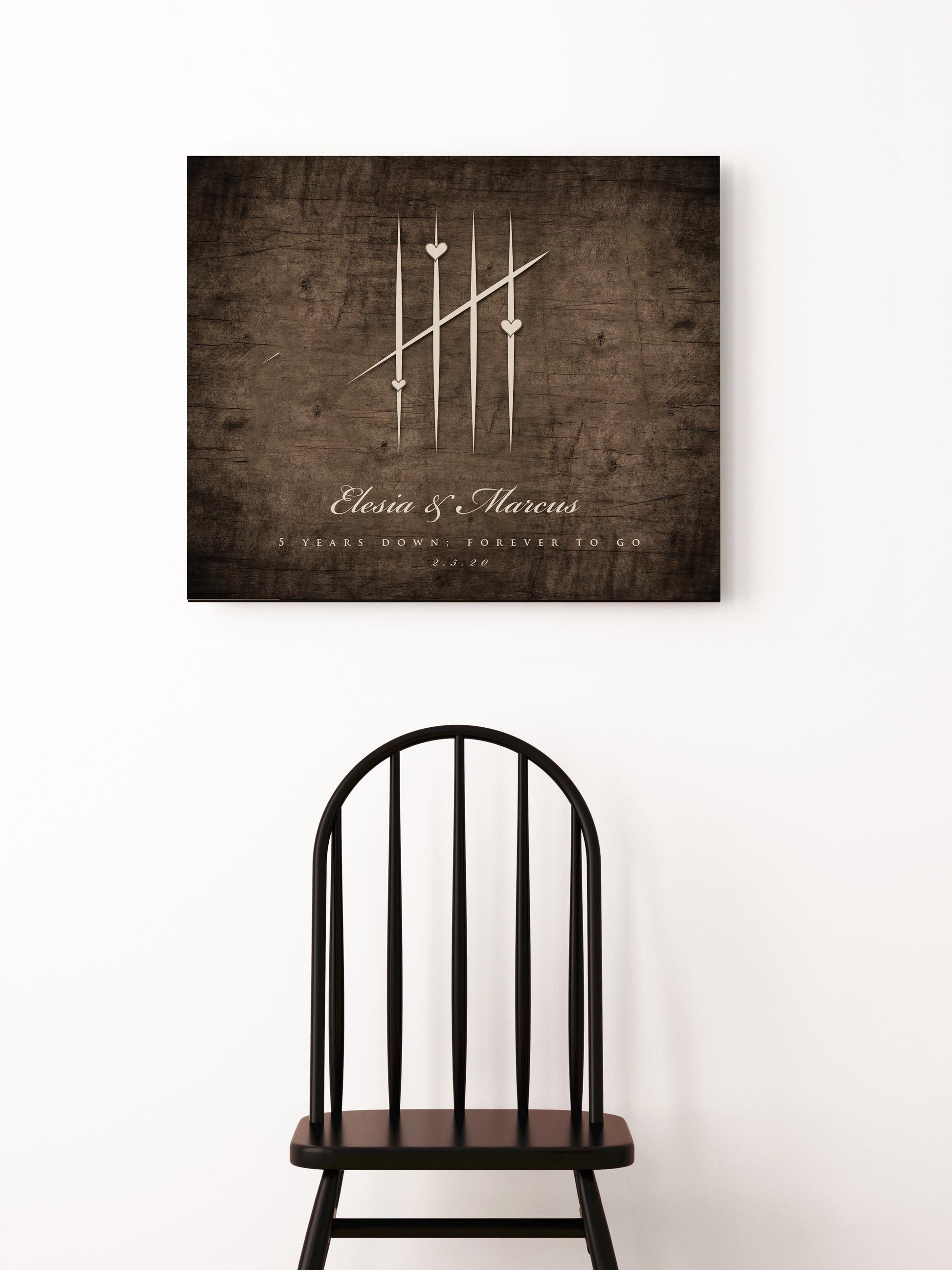5 Years Down, Wood Tally Mark sign, Anniversary Gift, Couple's Anniversary Gift, 5 year Gift, Personalized anniversary gift for him, for Her
