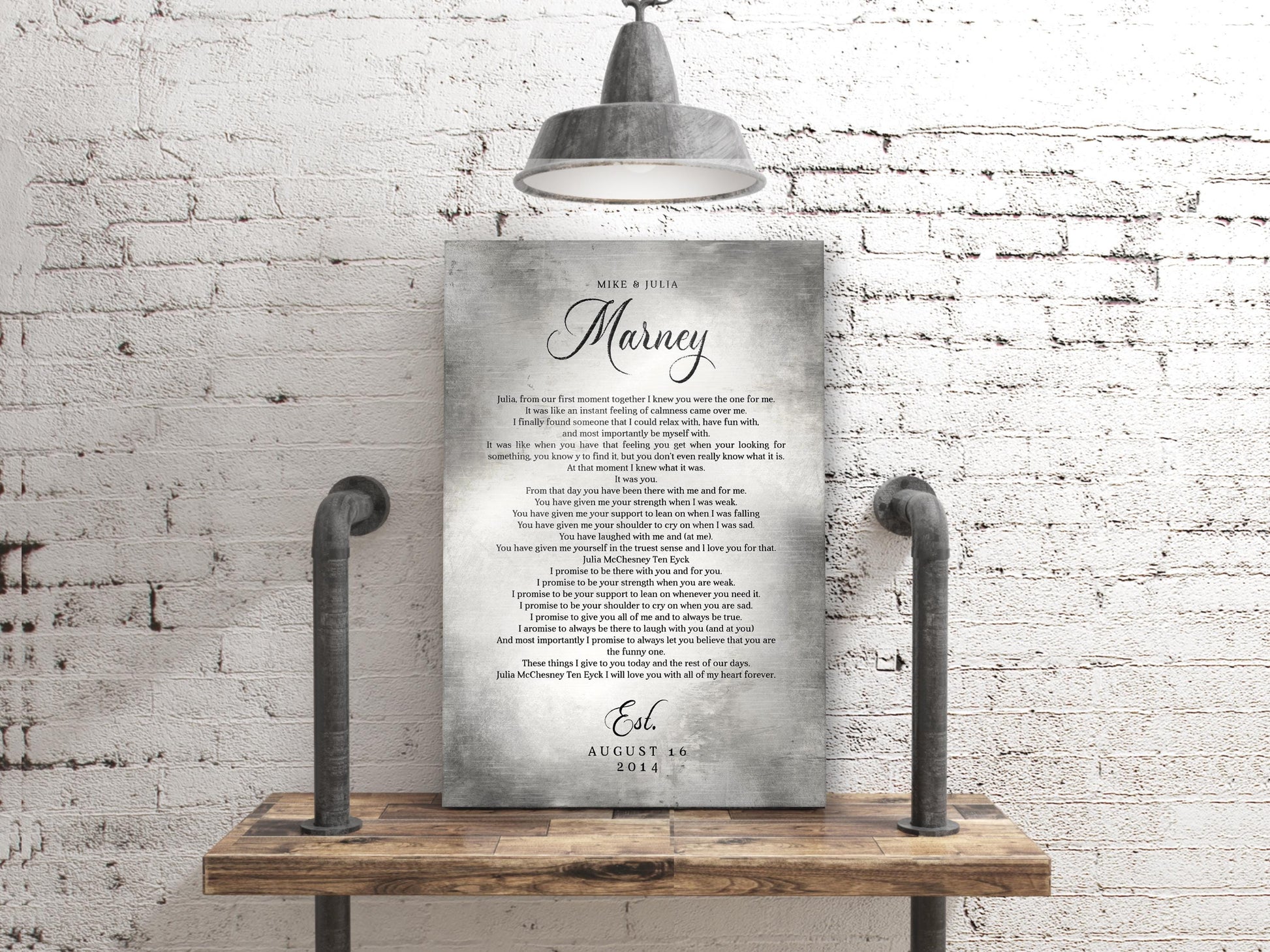 Tin Wedding Anniversary Gift, Wedding Vow Keepsake - HoneycombProverbs - Signs - Wedding Vow Wall Art