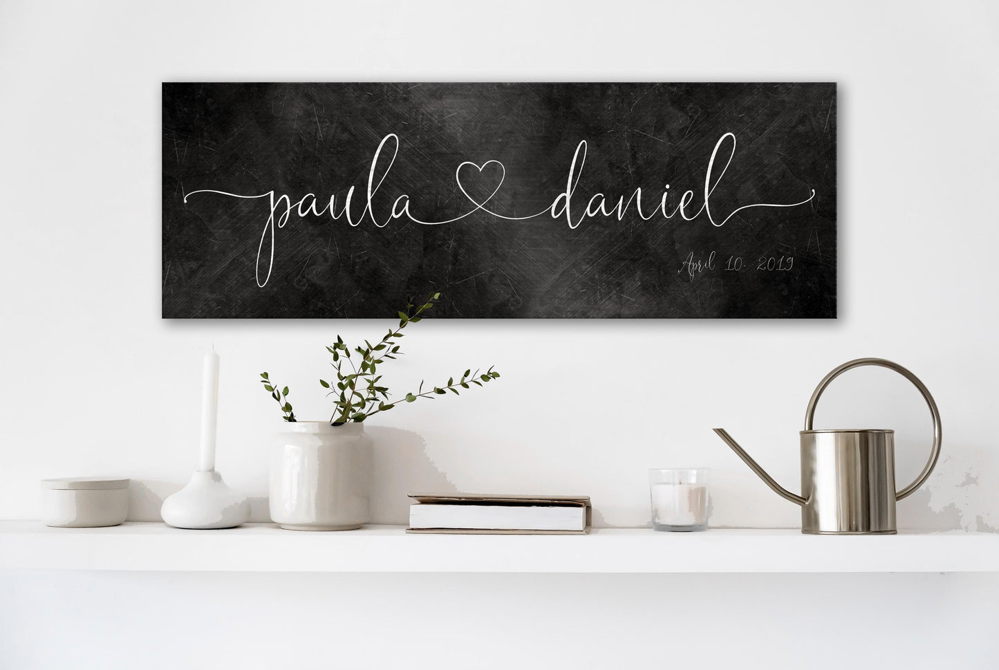 Iron Heart Connected Name Sign for Couples - HoneycombProverbs - Signs - Name Signs Wall Art