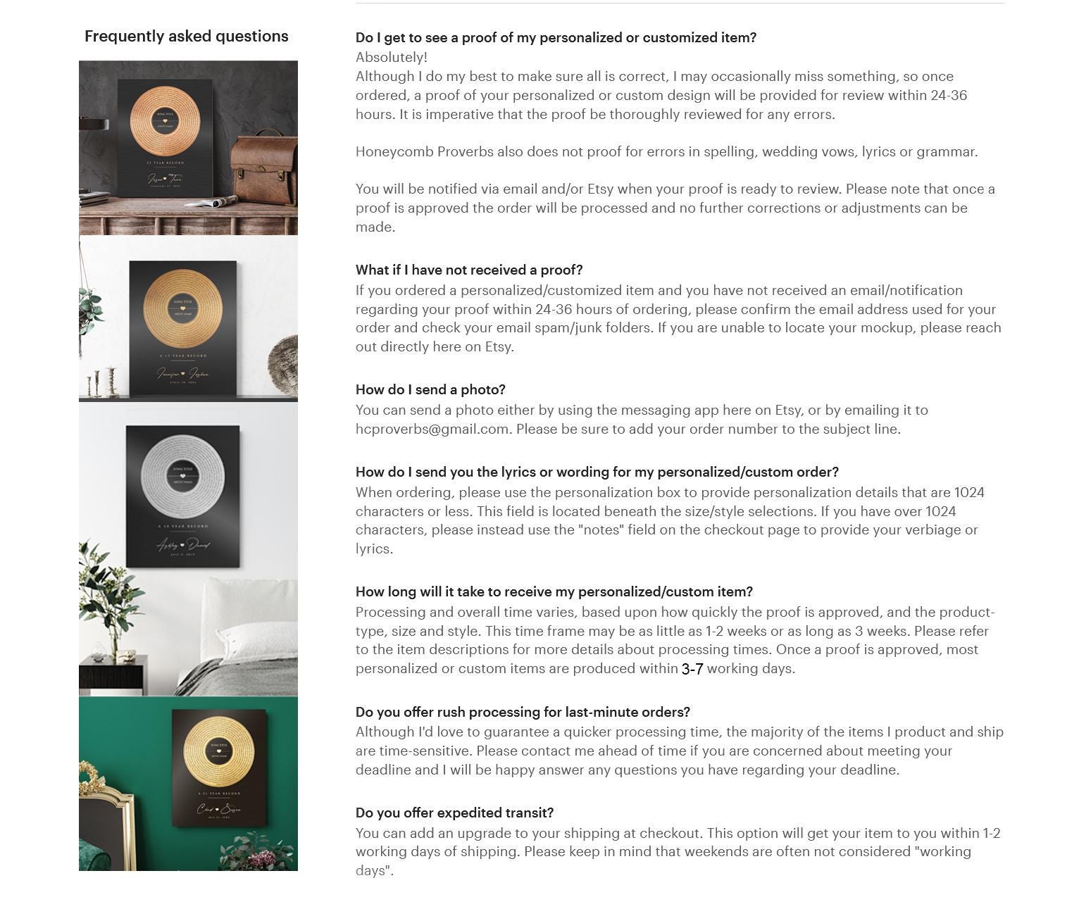 Personalized Bronze Anniversary Record: Custom Album Cover with Song Lyrics, 8th or 19th Year - HoneycombProverbs - Signs - Bronze Vinyl Record Art