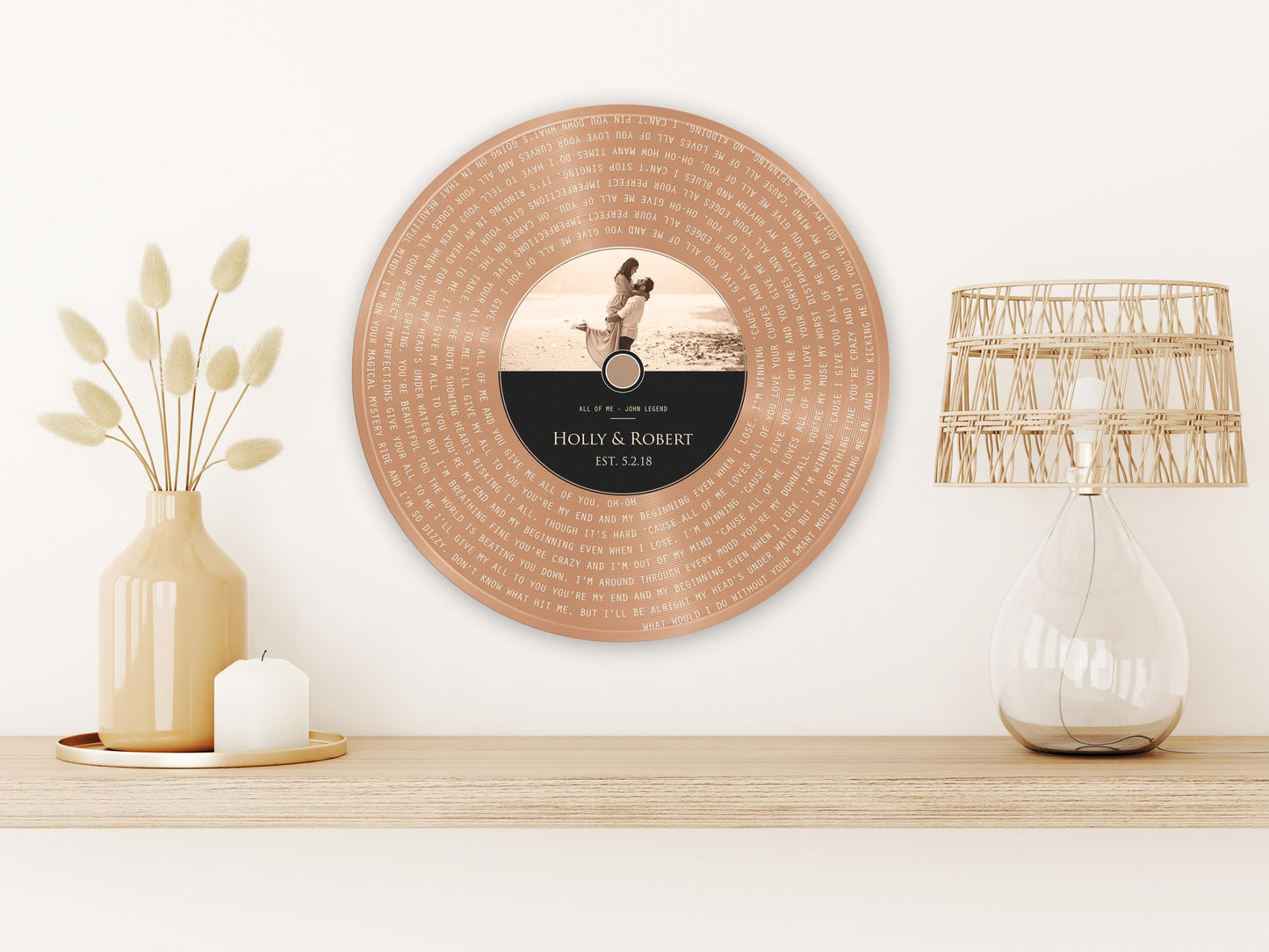 Copper Vinyl Photo Record, 7 Year Anniversary Gift, Couples Song Art, 22nd Anniversary gift - HoneycombProverbs - Signs - Copper Vinyl Record Art