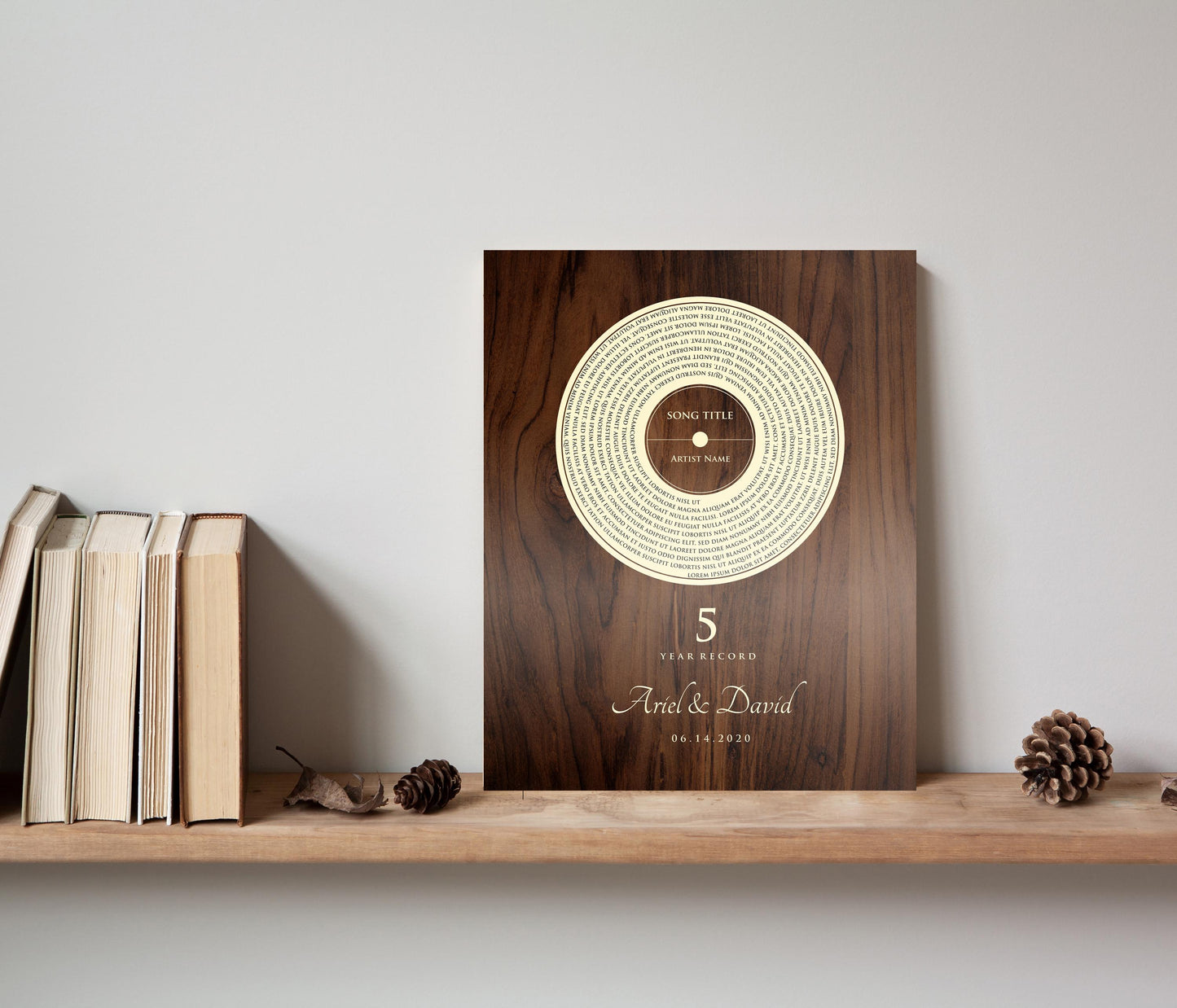 Personalized Record Gift, 5 Year Record, 5th Anniversary Wood Gift, Personalized 5 years Anniversary Gift - HoneycombProverbs - Signs - Record Album Lyrics Art