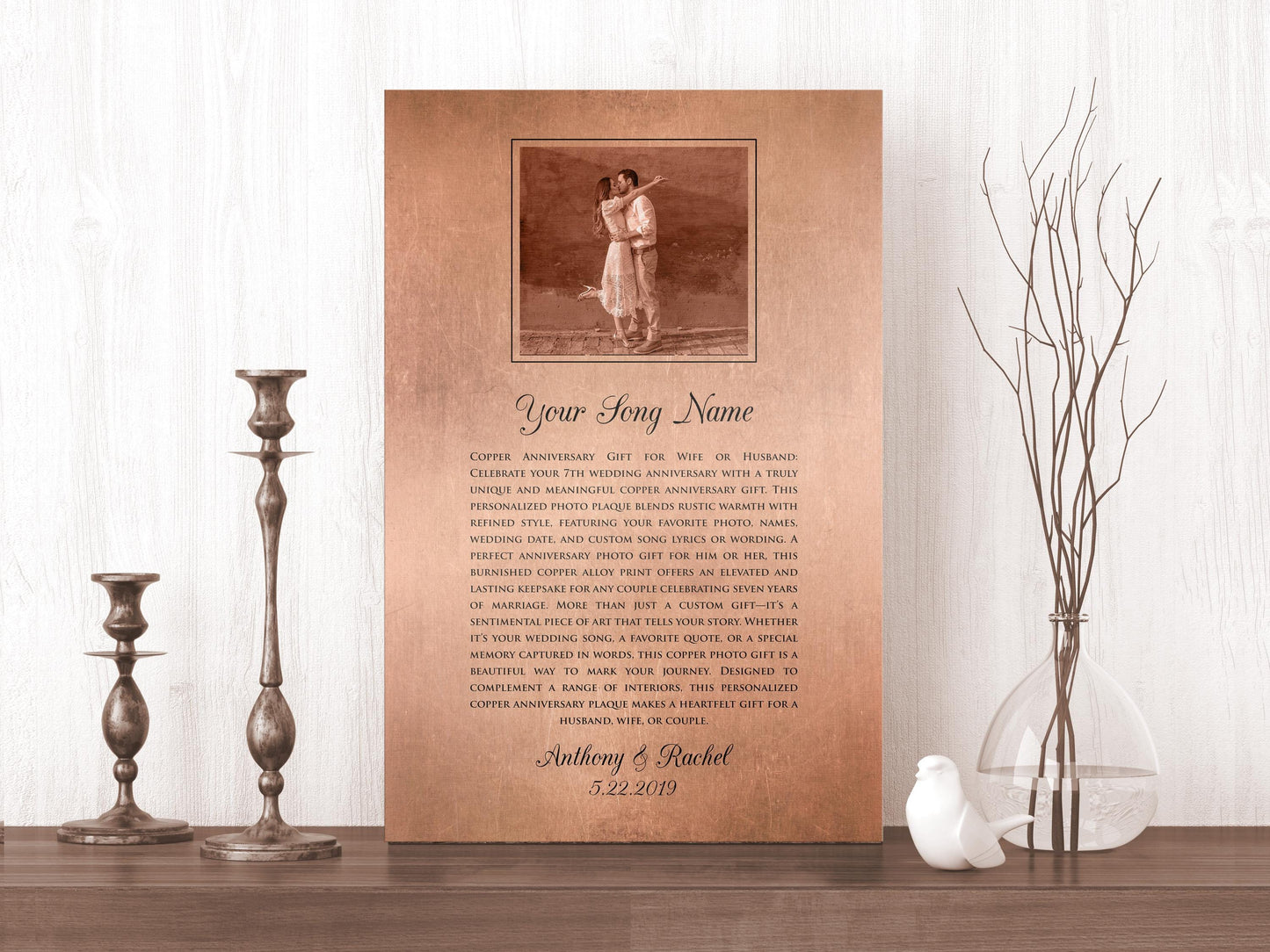 Personalized Copper Photo Gift with Song - HoneycombProverbs - Signs - Copper Anniversary Gifts