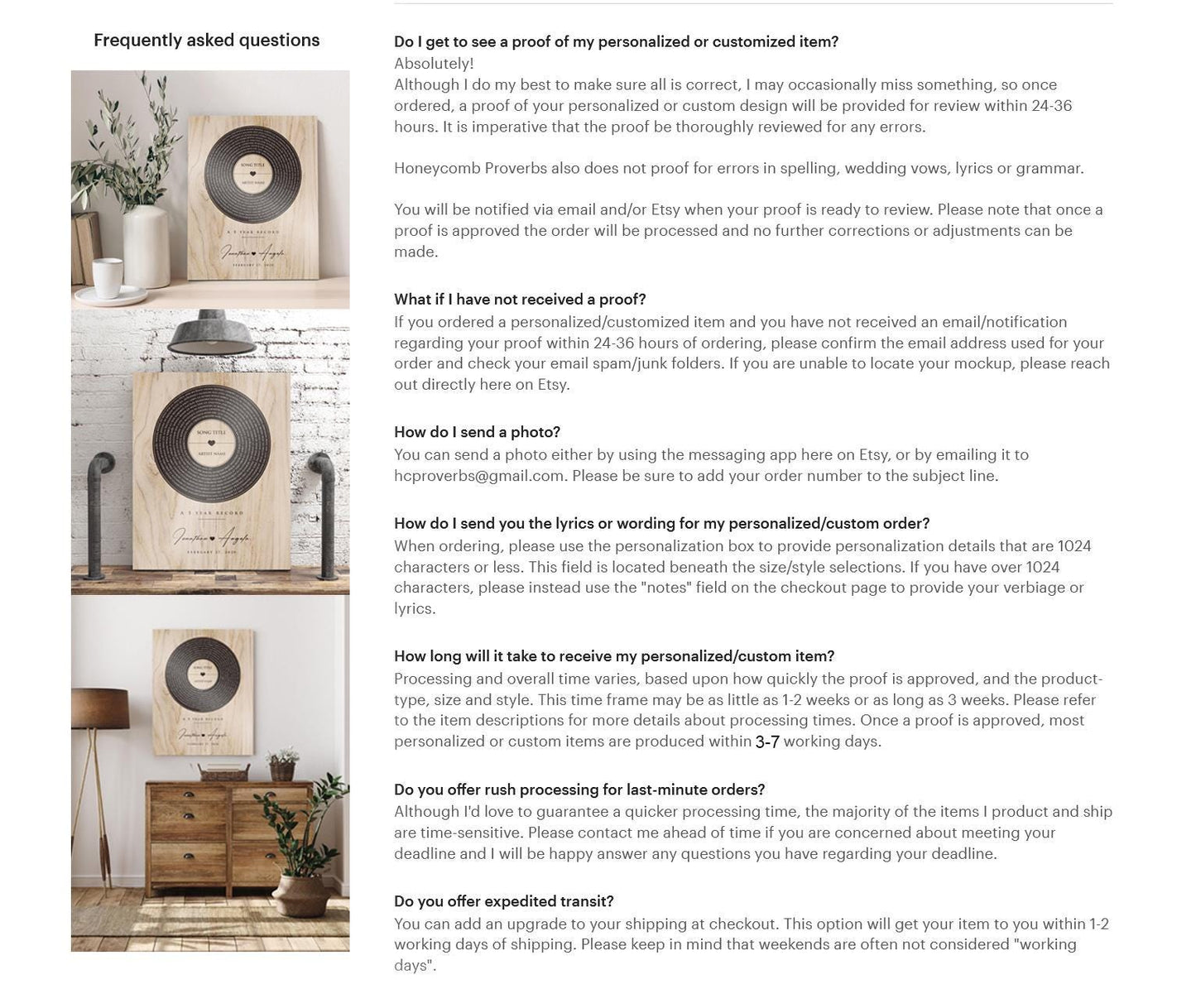 Personalized 5th Anniversary Wood Record: Song Lyrics, Names & Date - HoneycombProverbs - Signs - 5 year anniversary gifts